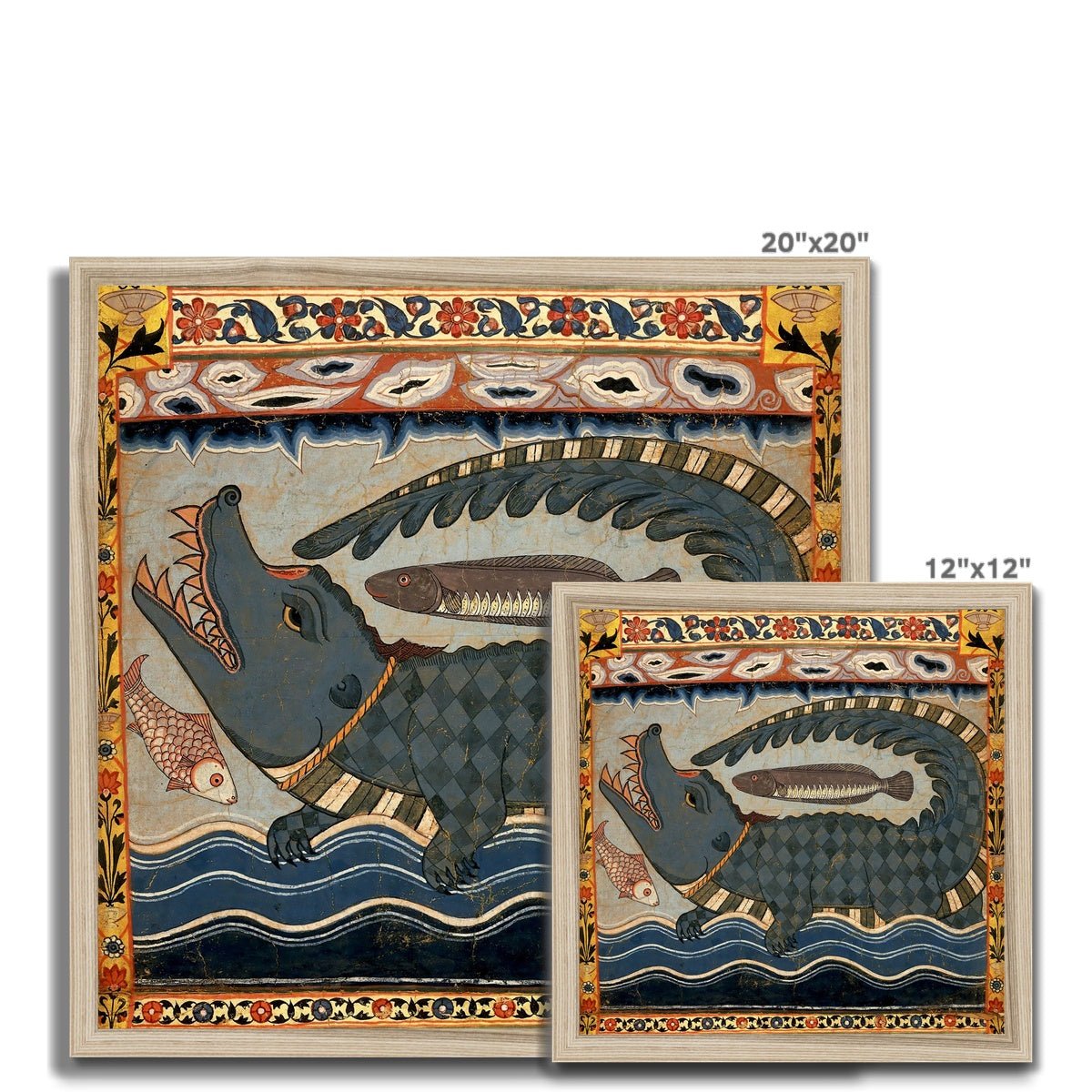 Gazi Pir Crocodile Scroll Ancient Indian Art | Islamic Art, Muslim Art | Antique Sufi Rumi Alligator Vintage Mystic Framed Art Print
