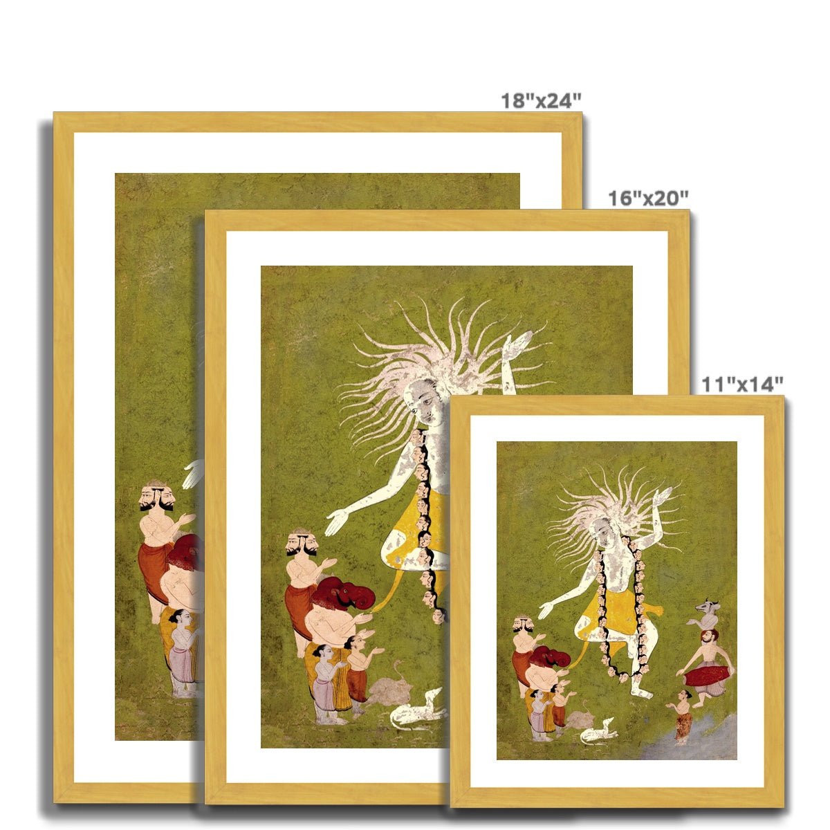 God Shiva in His Ferocious Aspect as Mahakala Dancing | Indian Hindu Sacred Antique Framed Art Print