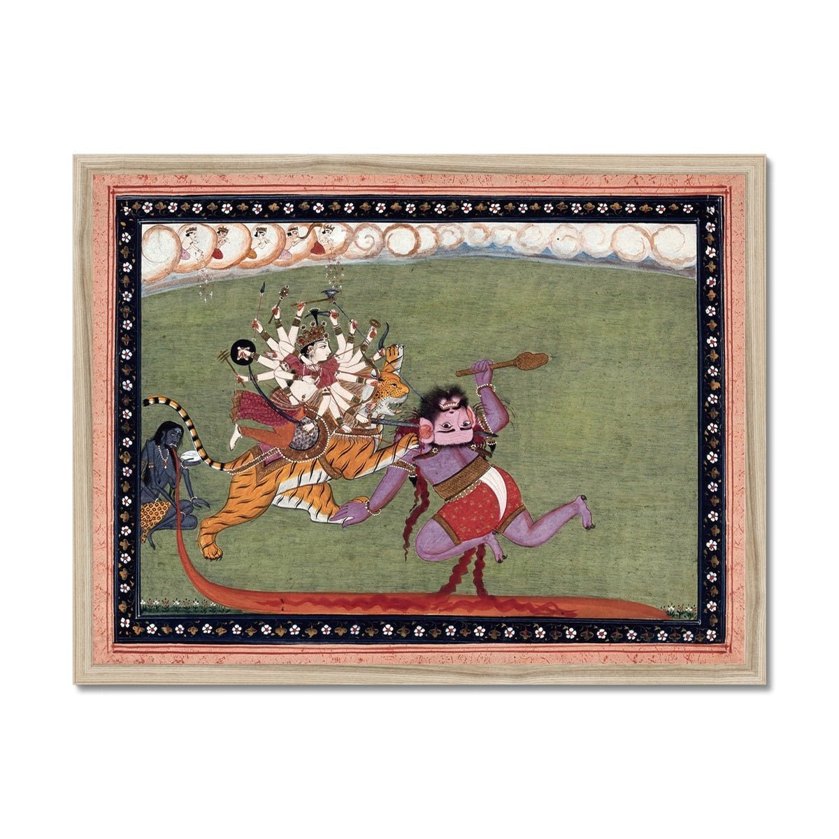 Goddess Durga, Shakti, Defeats Demon Mahishasura | Indian Mythology Folklore | Devi Bhakti Guru Framed Art Print