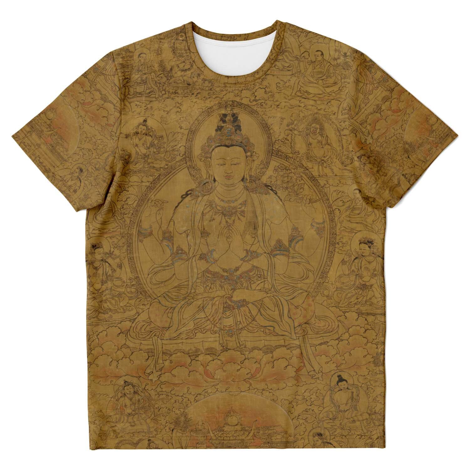 Gold Avalokiteshvara, Tibetan Buddha Dalai Lama Incarnation, Reincarnation, Om Mantra Padme Hum Graphic Art T-Shirt