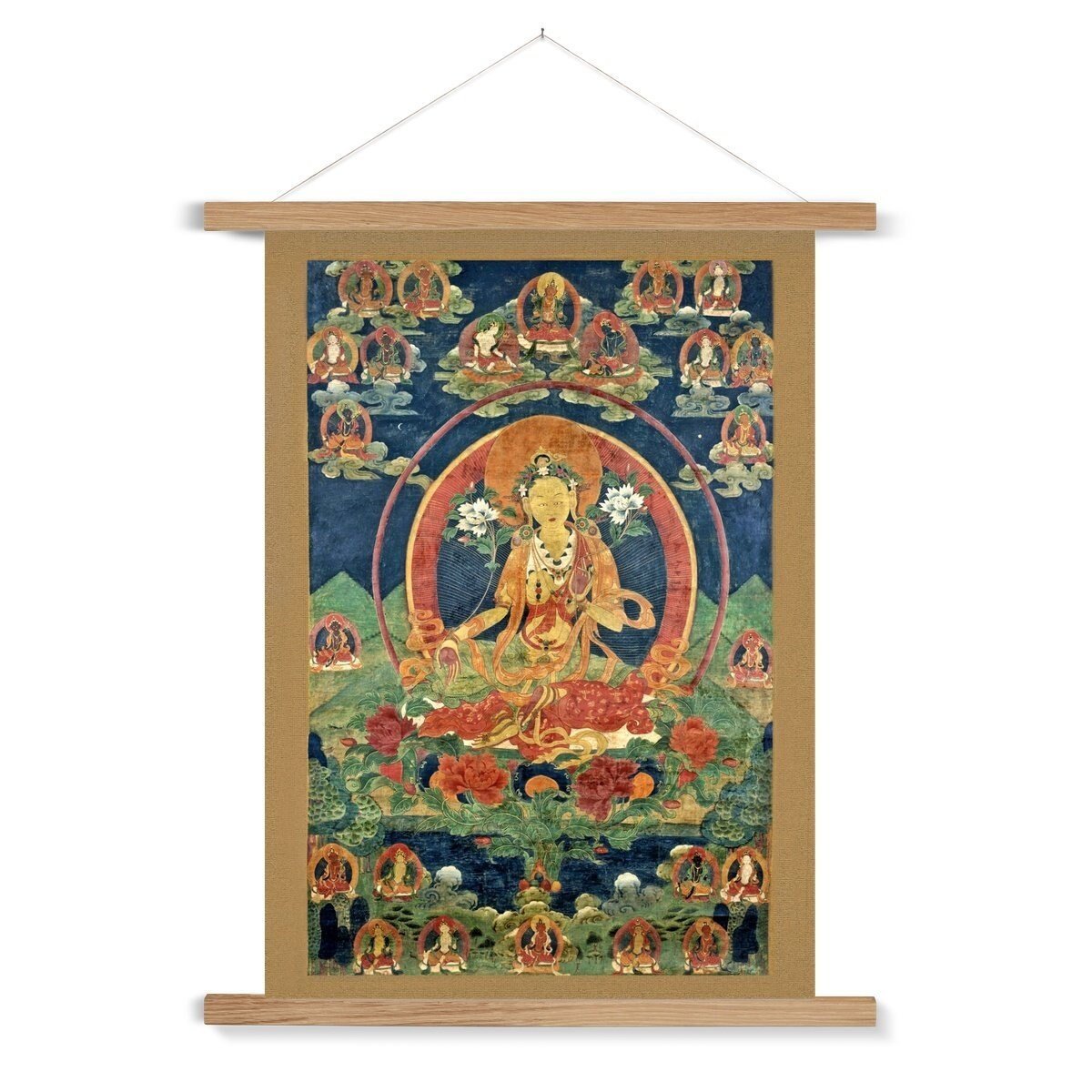 Green Tara (Khadiravani) Tibetan Buddhist Mythology Yogini Heaing Wisdom Deity Dakini Compassion Thangka Fine Art Yoga Print with Hangar