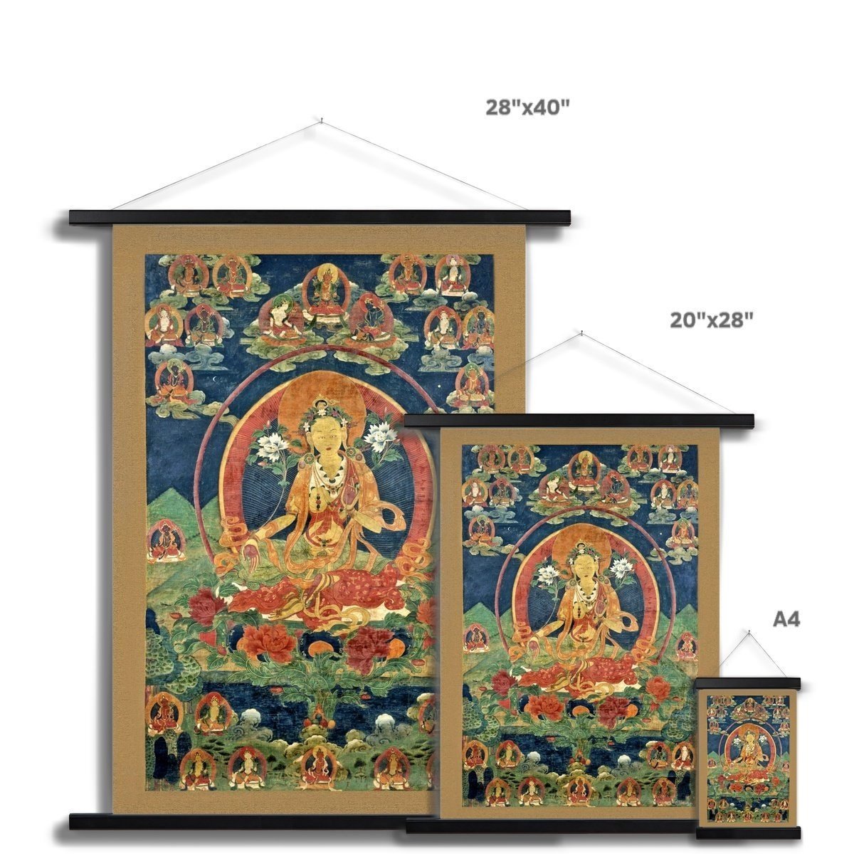 Green Tara (Khadiravani) Tibetan Buddhist Mythology Yogini Heaing Wisdom Deity Dakini Compassion Thangka Fine Art Yoga Print with Hangar