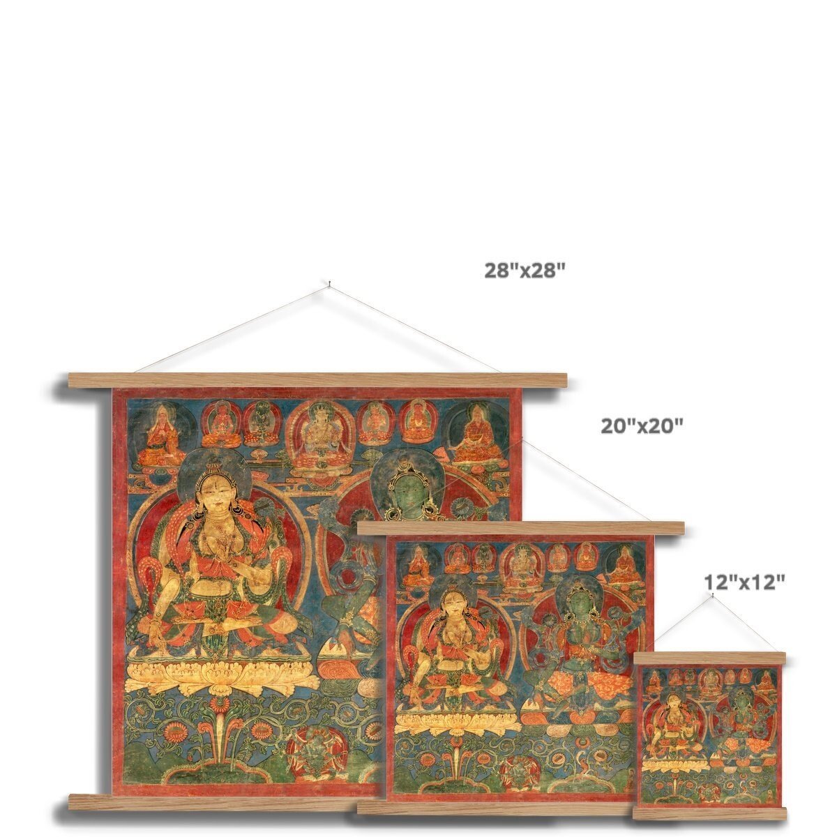 Green Tara White Tara Buddhist Protector Meditation Deity Tantra Tantric Antique Vintage Thangka-Style Fine Art Print