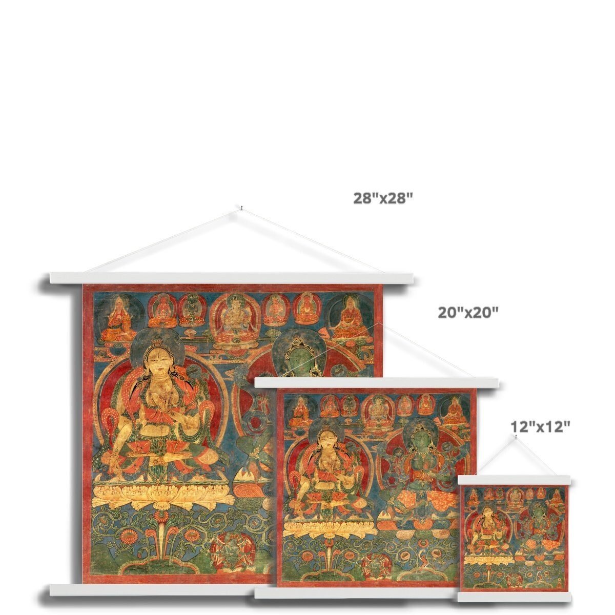 Green Tara White Tara Buddhist Protector Meditation Deity Tantra Tantric Antique Vintage Thangka-Style Fine Art Print