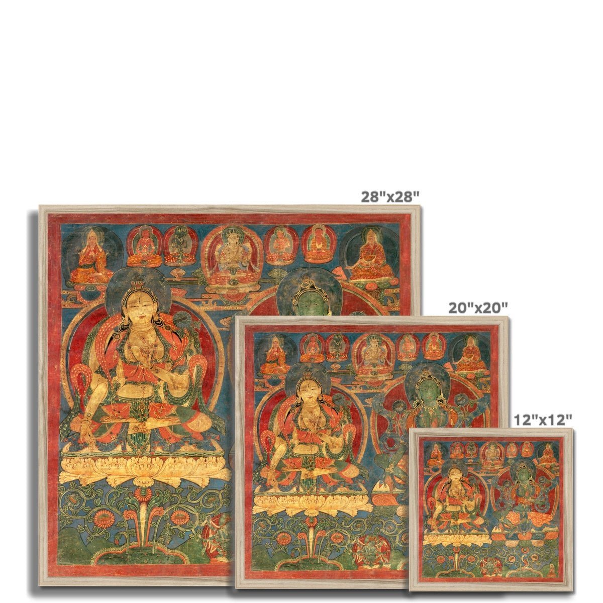 Green Tara White Tara Tibetan Buddhist Thangka Tantra Hindu Vedic Antique Vintage Yantra Mandala Framed Art Print