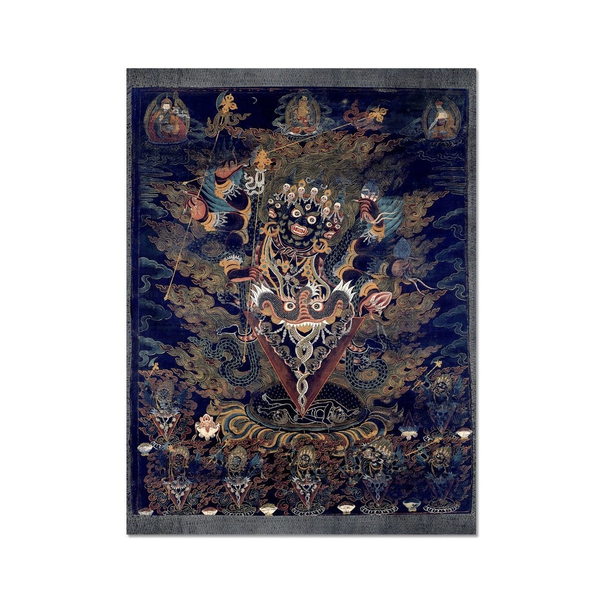 Guru Dragpur or Vajrakila Wrathful Padmasambhava, Bliss Mandala, Tibetan Thangka Dharma Protector Vintage Buddhist Antique Fine Art Print