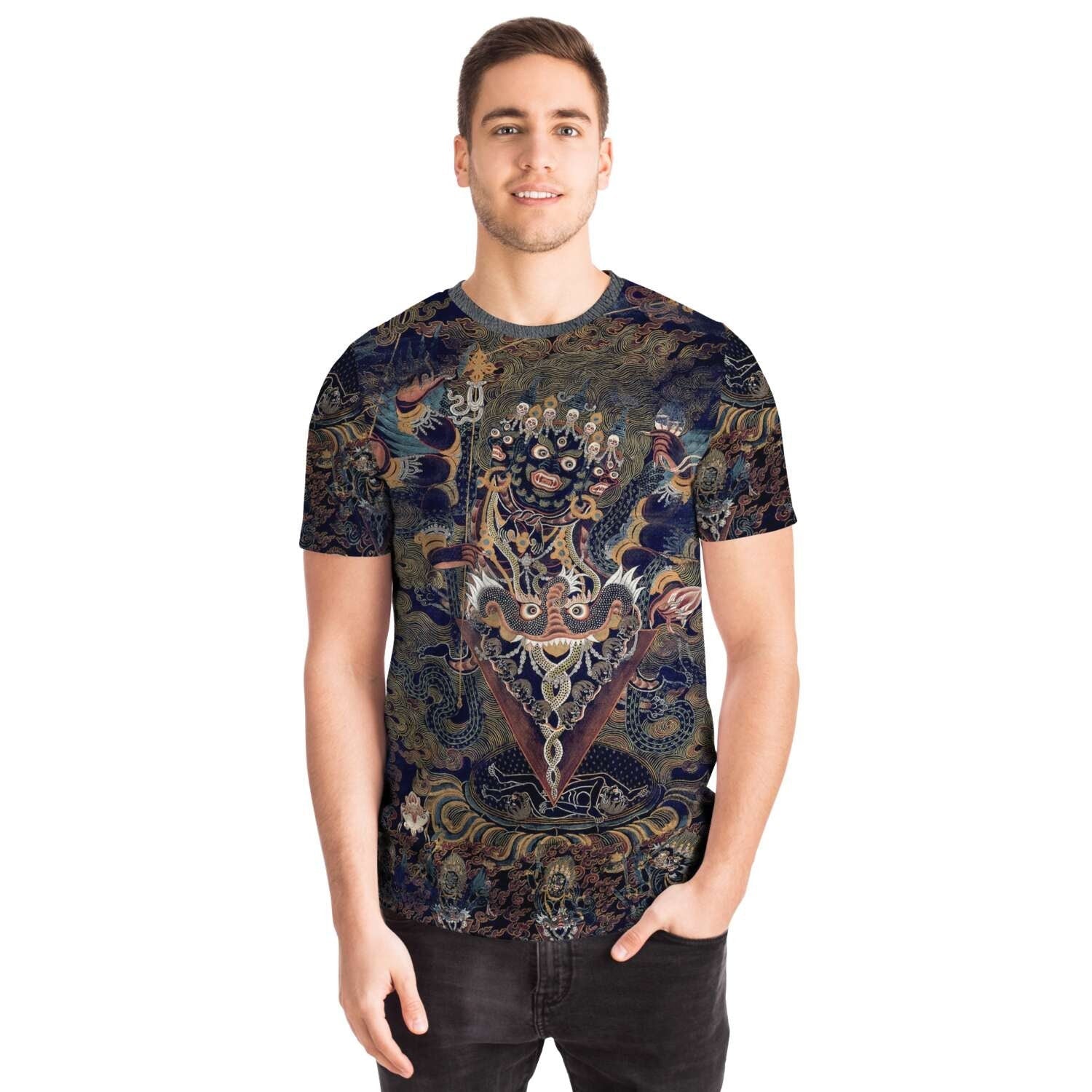 Guru Dragpur or Vajrakila Wrathful Padmasambhava, Mandala of Bliss, Vintage Tibetan Thangka Dharma Graphic Art T-Shirt Tee