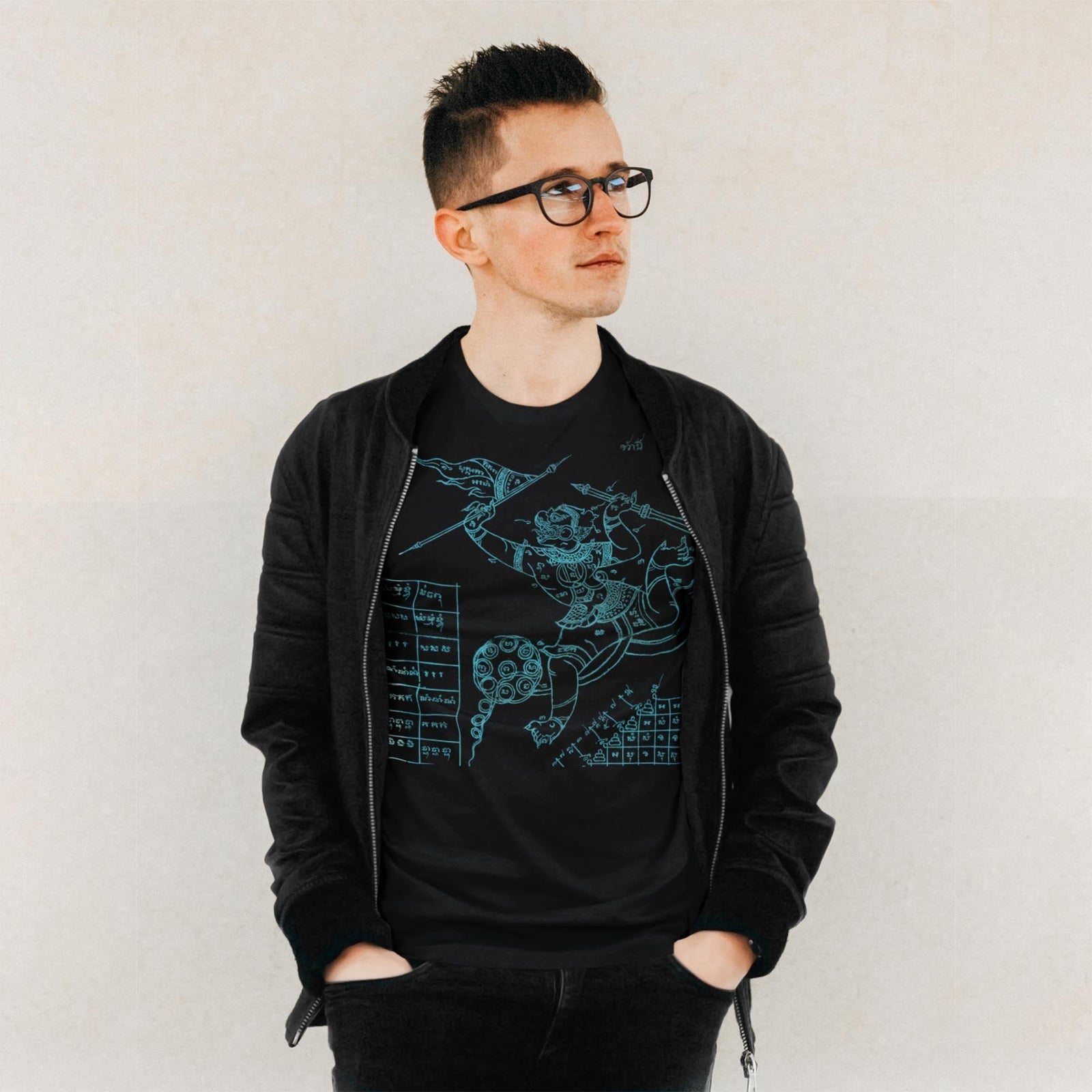 Hanuman Thai Sak Yant Protection, Sacred Geometry Yantra Mandala Graphic Art Tee T-Shirt