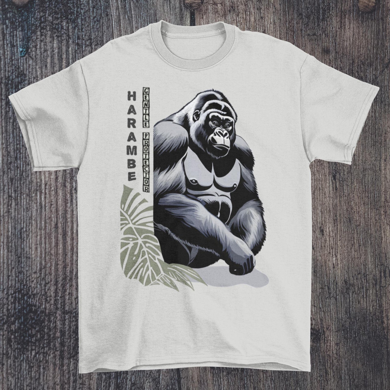 Harambe, Gentle Protector | Majestic Ape, Compassionate Gorilla, Chimp | Wildlife, Jungle, Nature, Biodiversity Graphic Art T-Shirt