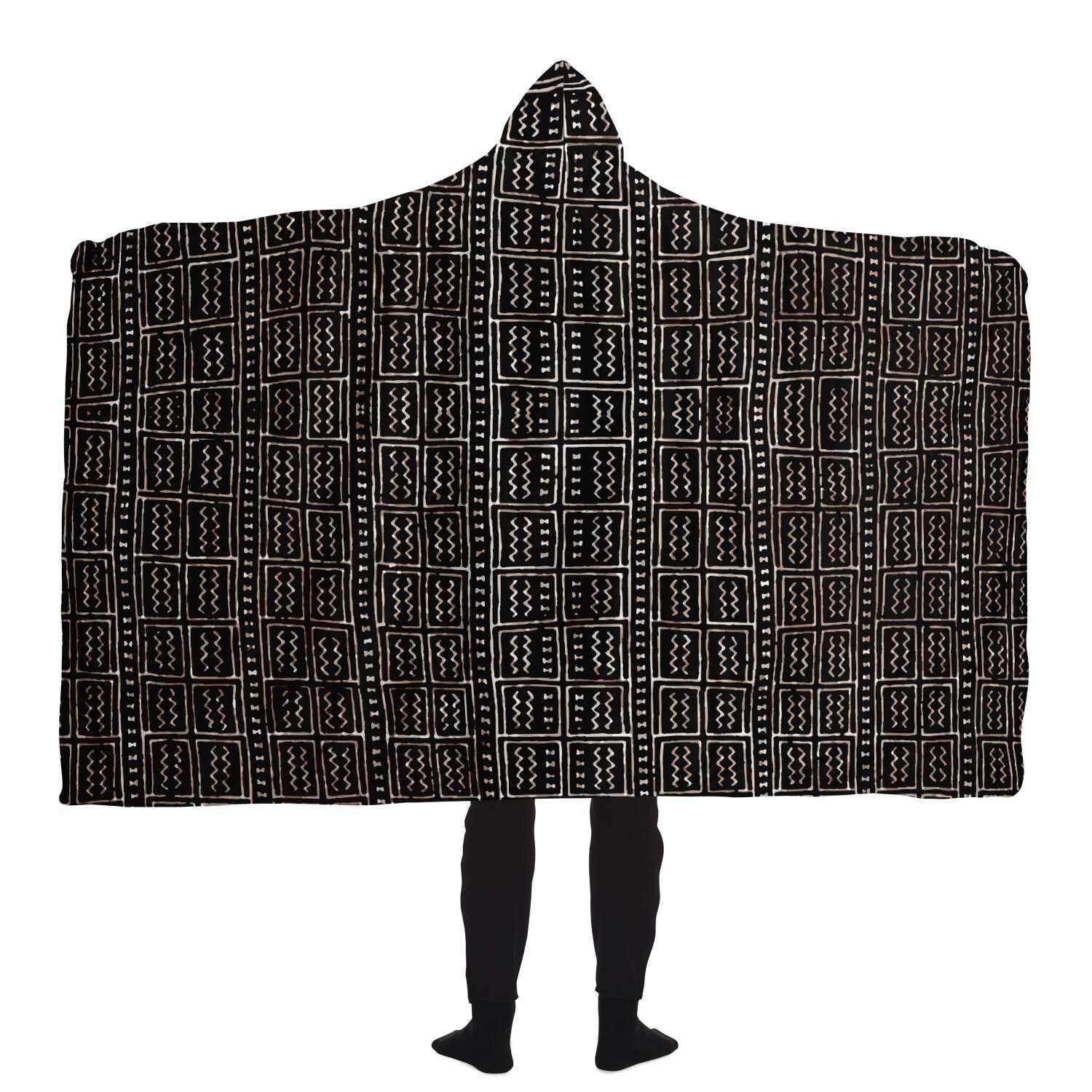 Hooded Blanket Bogolan Mali Traditional African Design