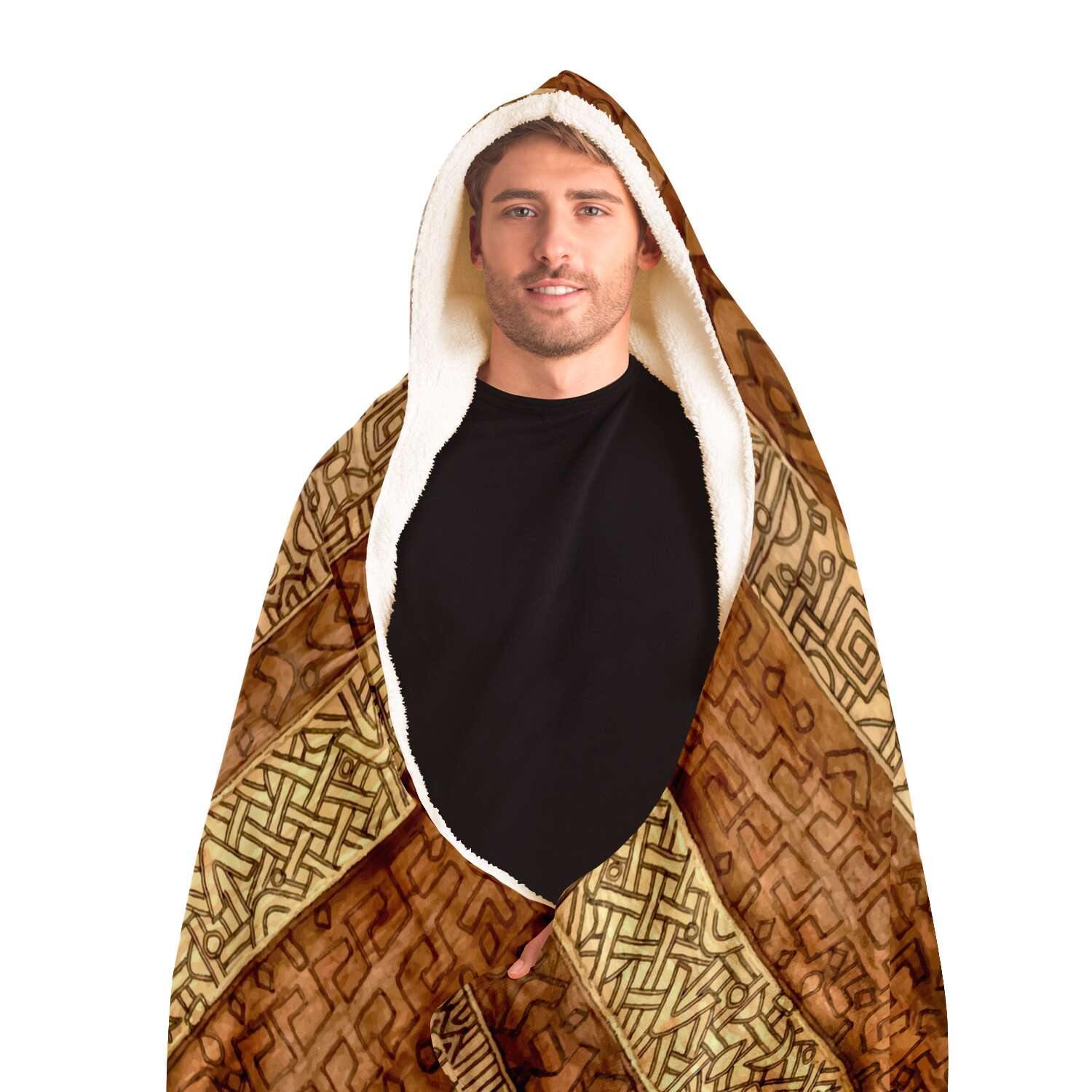 Hooded Blanket, Mali Mudcloth African Inspired