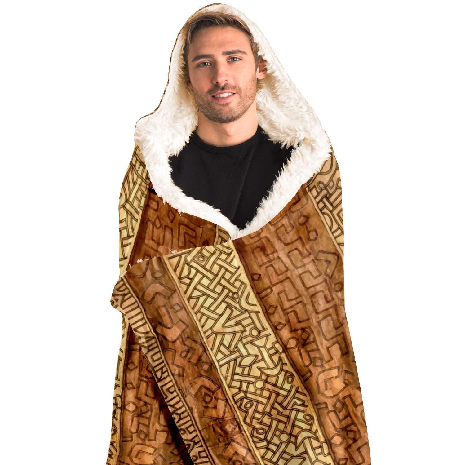 Hooded Blanket, Mali Mudcloth African Inspired