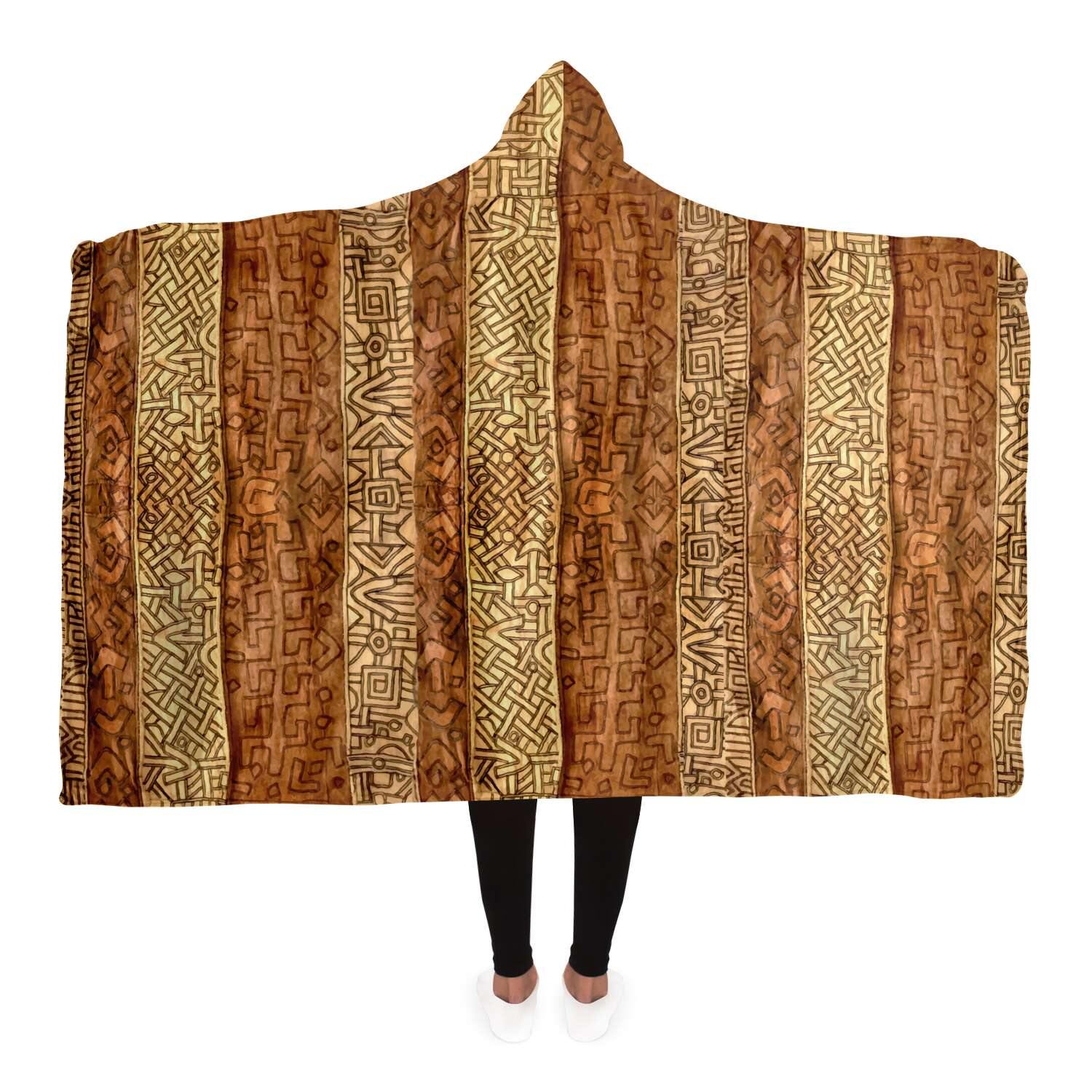 Hooded Blanket, Mali Mudcloth African Inspired