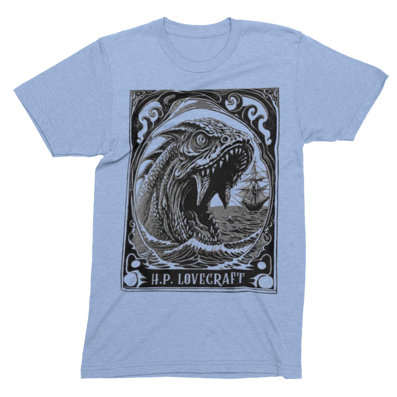 HP Lovecraft, Dagon & The Deep Ones | Ancient Supernatural God | Sea Monster Horror Graphic Art T-Shirt
