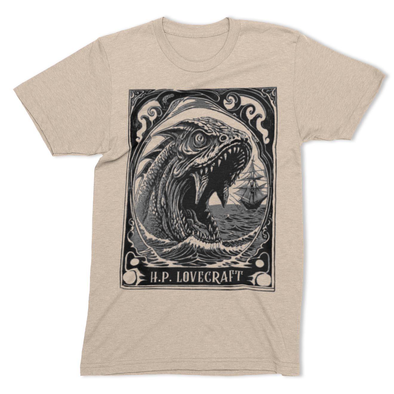HP Lovecraft, Dagon & The Deep Ones | Ancient Supernatural God | Sea Monster Horror Graphic Art T-Shirt