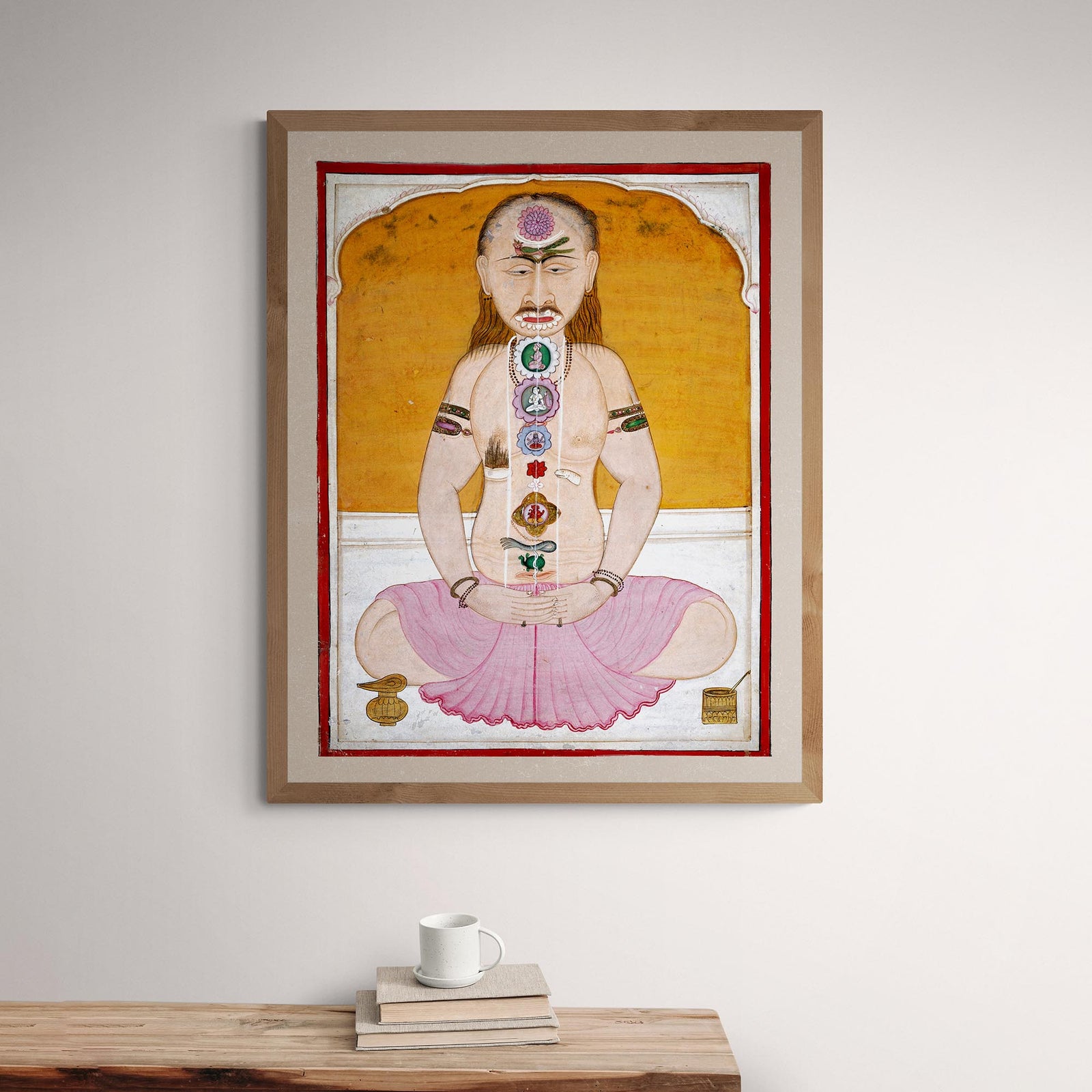 Indian Chakras Kundalini Raja Hatha Yoga Hindu Shiva Sidhi, Sadhu Vedic Kundalini Vedic Nadis Meditation Vintage Giclee Fine Art Print