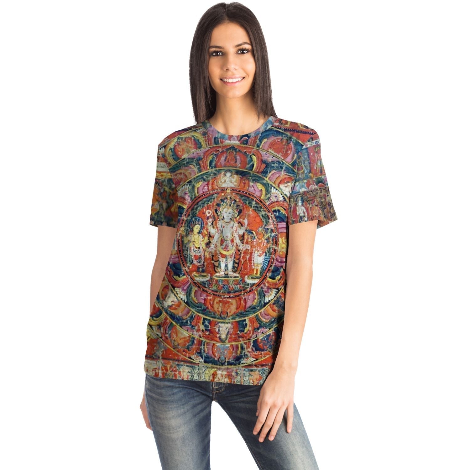 Indra and Garuda Nepali Buddhist Mandala Thangka | Buddhist and Hindu Deity | Nature & Wisdom Mythology Graphic Art T-Shirt