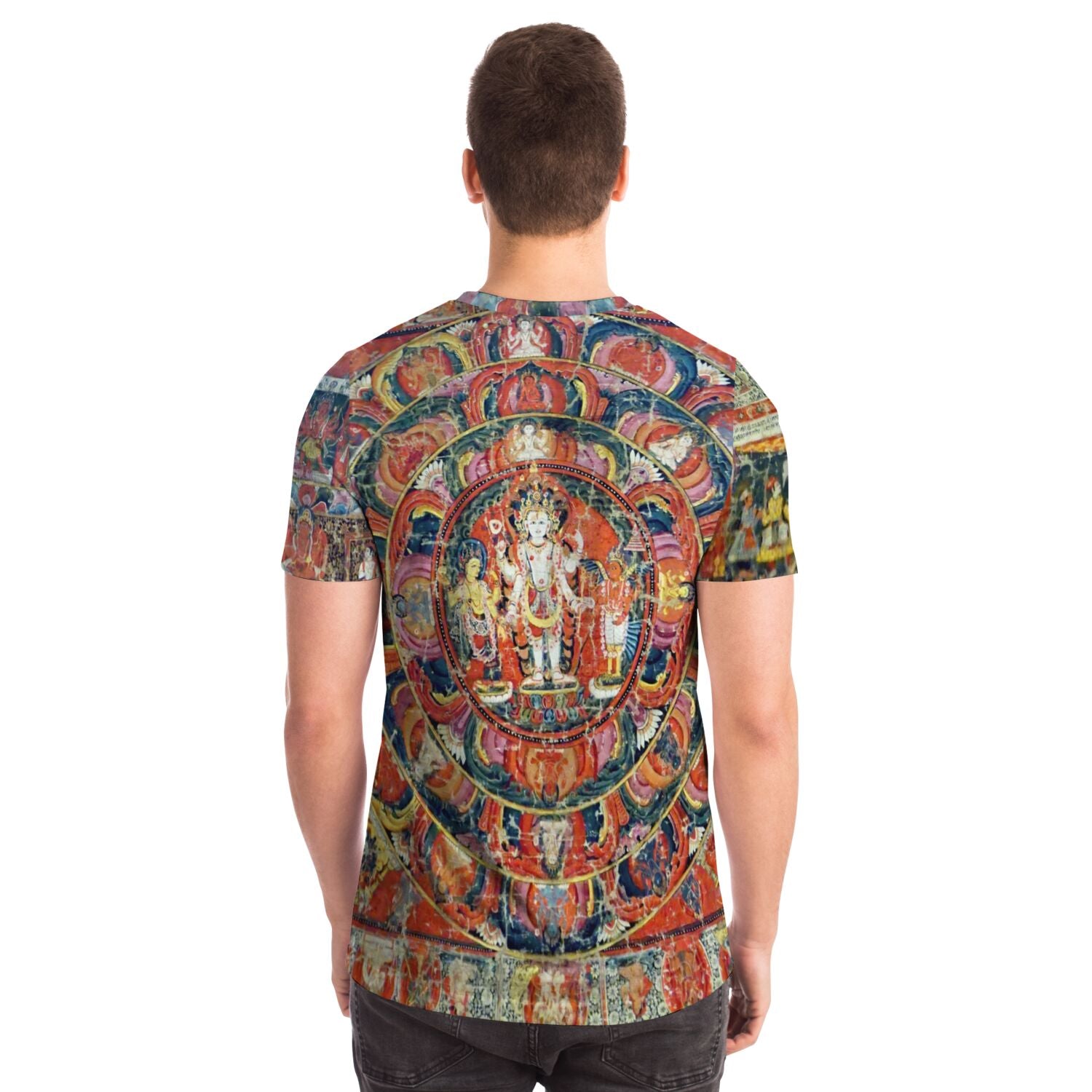 Indra and Garuda Nepali Buddhist Mandala Thangka | Buddhist and Hindu Deity | Nature & Wisdom Mythology Graphic Art T-Shirt