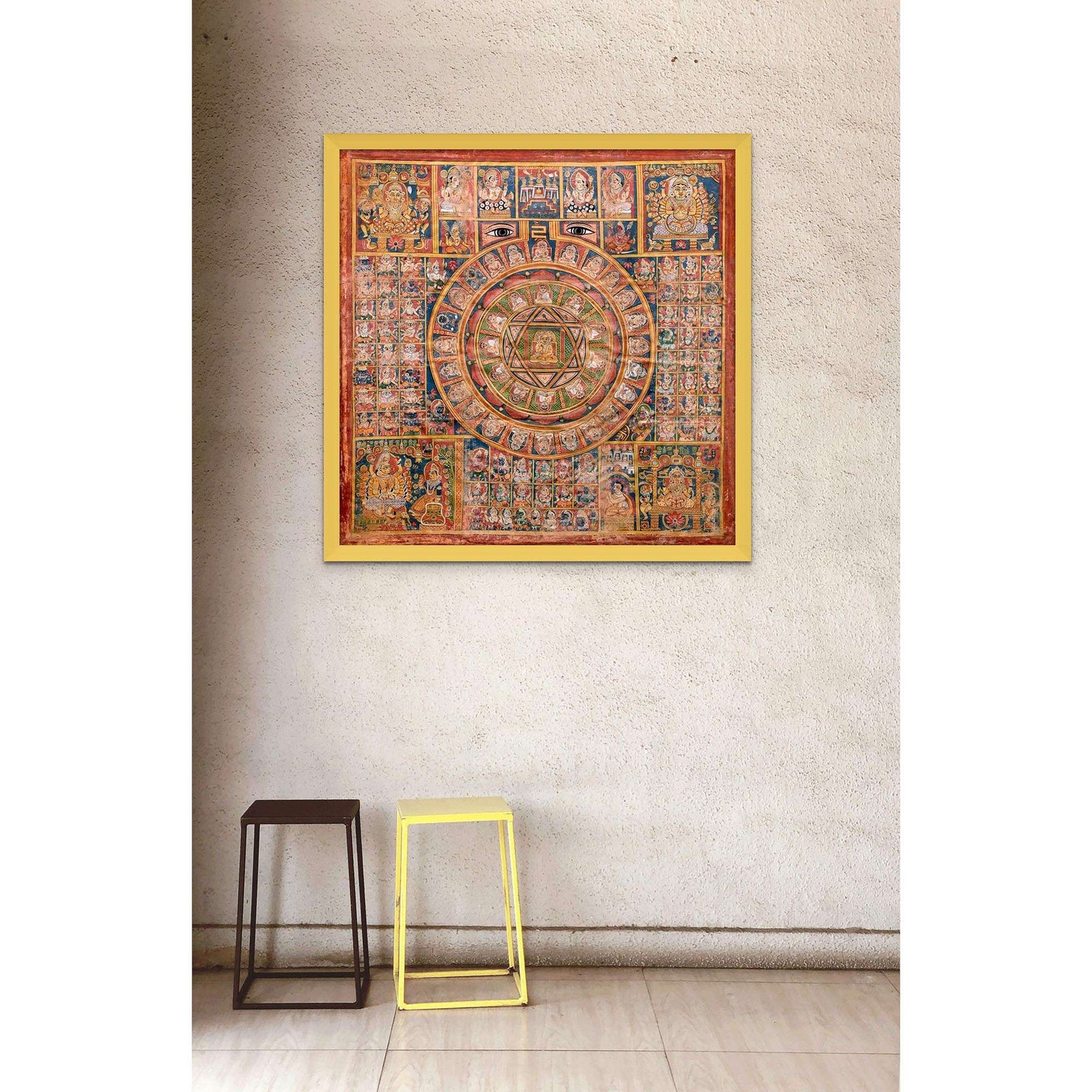 Jain Tantric Diagram | Indian Mandala, Yantra | Hippie Sacred Geometry, Yoga Spiritual Art, Numerology Framed Art Print