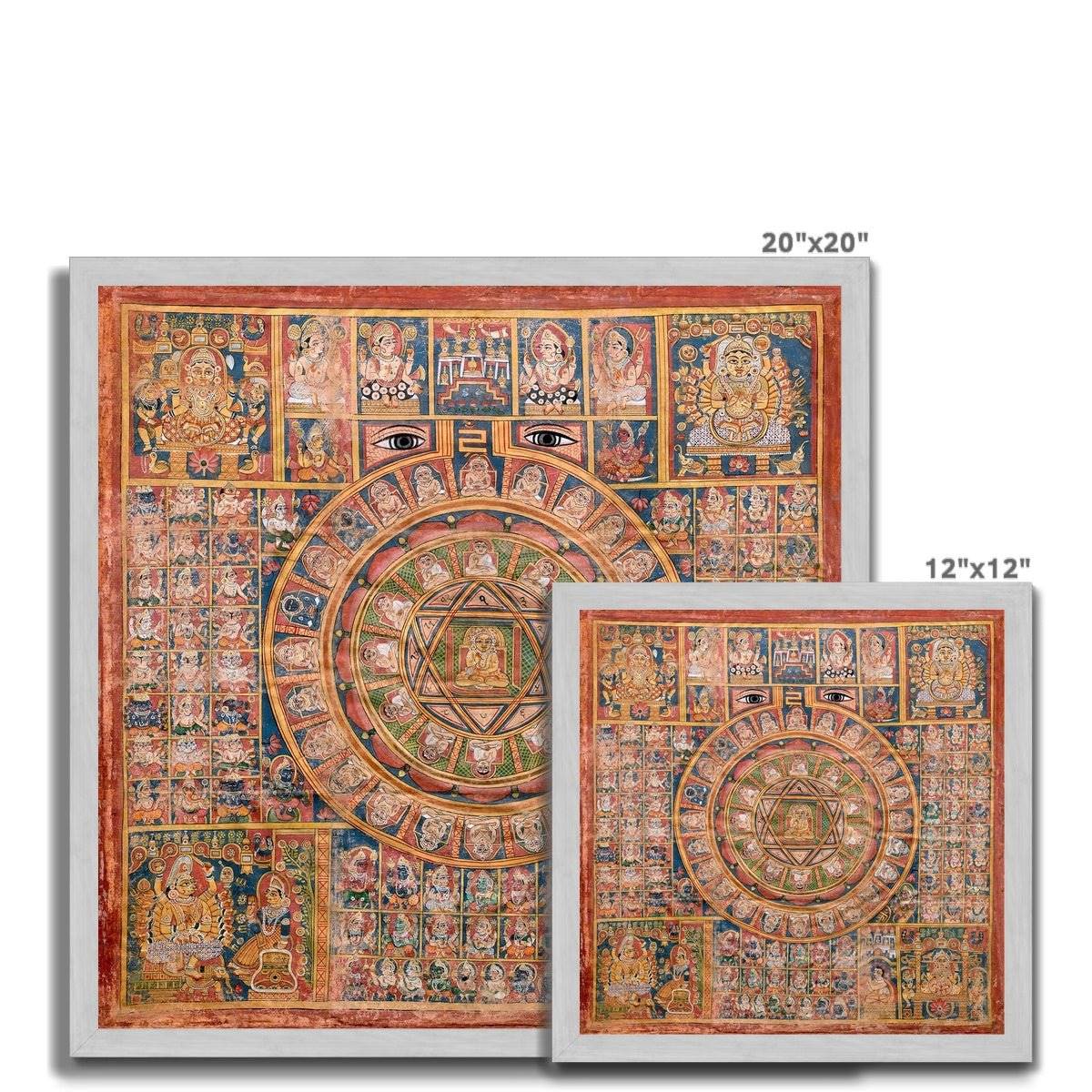 Jain Tantric Diagram | Indian Mandala, Yantra | Hippie Sacred Geometry, Yoga Spiritual Art, Numerology Framed Art Print