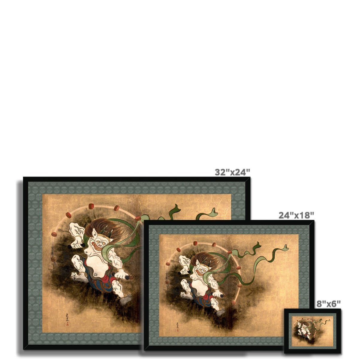 Japanese Thunder God Raijin | Classic Shinto Mythology and Japan Framed Art Print