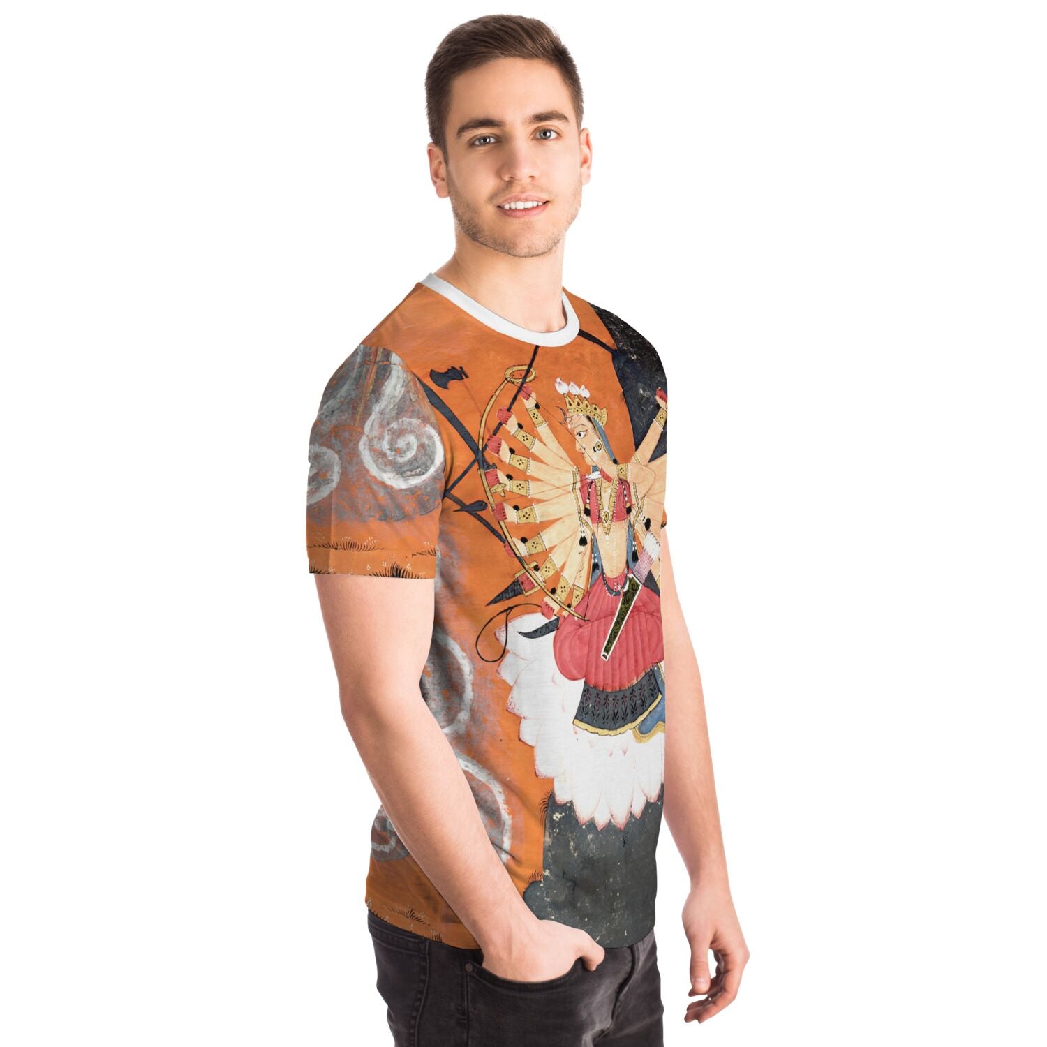 Kali Shakti Durga Slaying the Buffalo Demon Asura, Mahishasura | Goddess Parvati Durga Devi Graphic Art T-Shirt