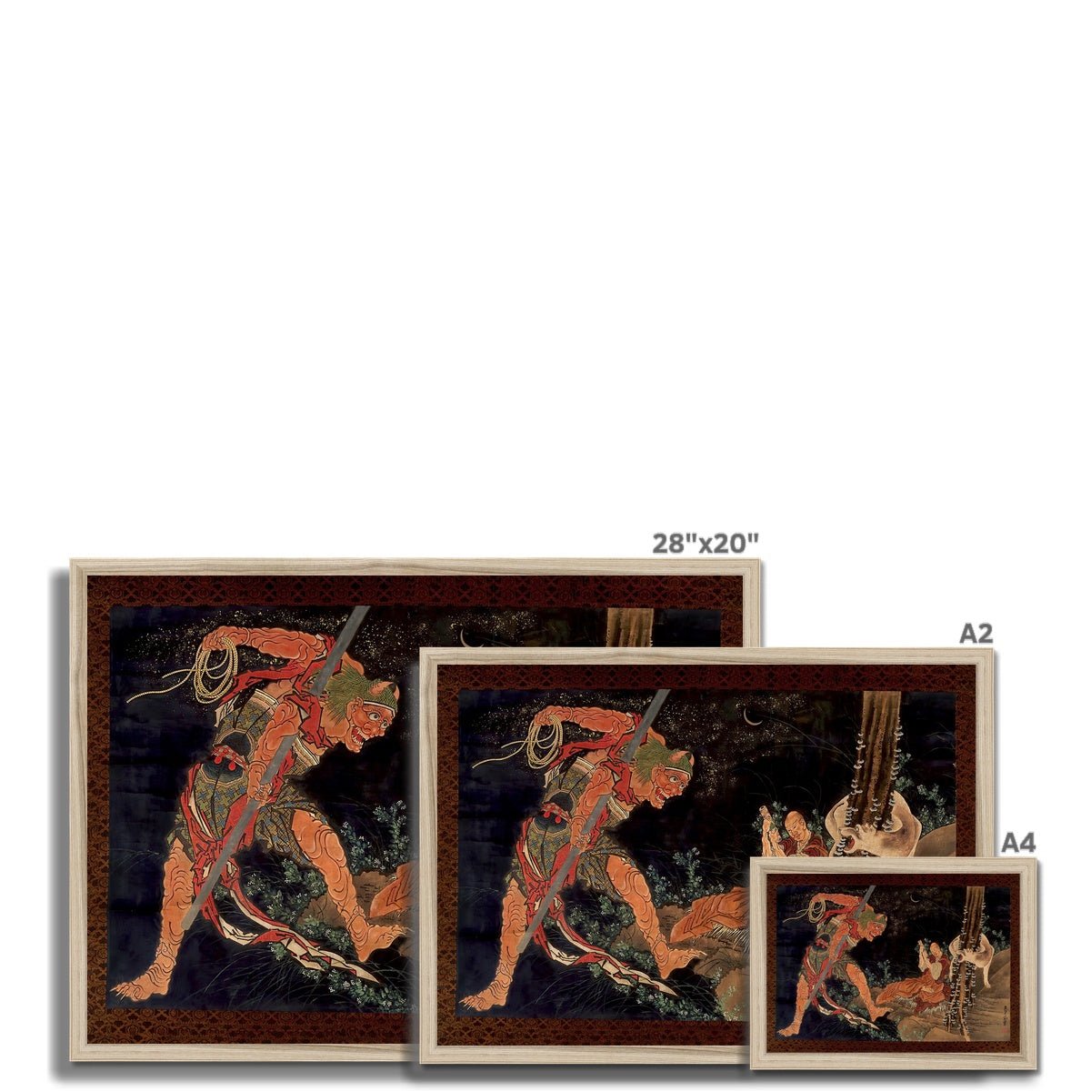 Kobo Daishi Practicing the Tantra with the Assistance of a Demon and a Wolf | Katsushika Hokusai Ukiyo-e Framed Art Print