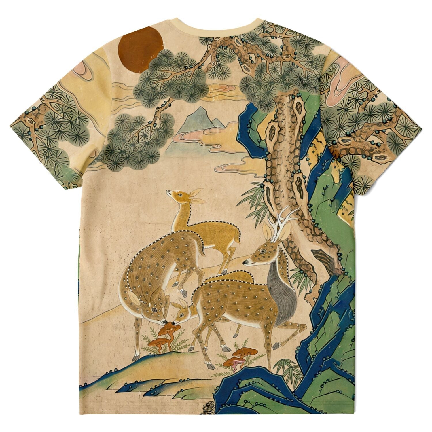 Korean Deer Folk Art | Traditional Korean Painting | Nature, Forest, Primitive Naive Asian Art Graphic Art TShirt