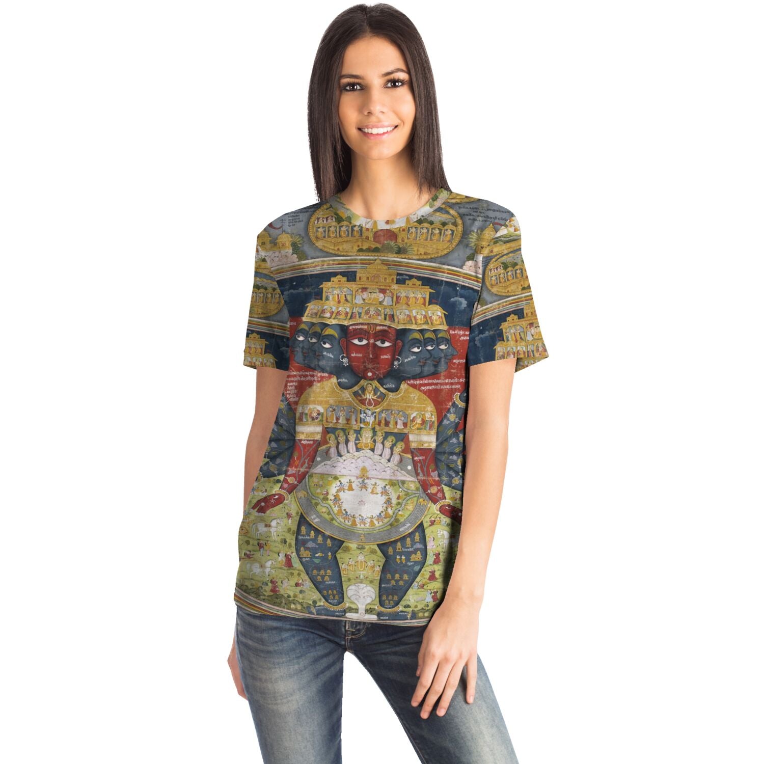 Krishna Cosmological Diagram | Vintage Sacred Hindu Deity | Brahma, Shiva Vedic Cosmos Graphic Art T-Shirt
