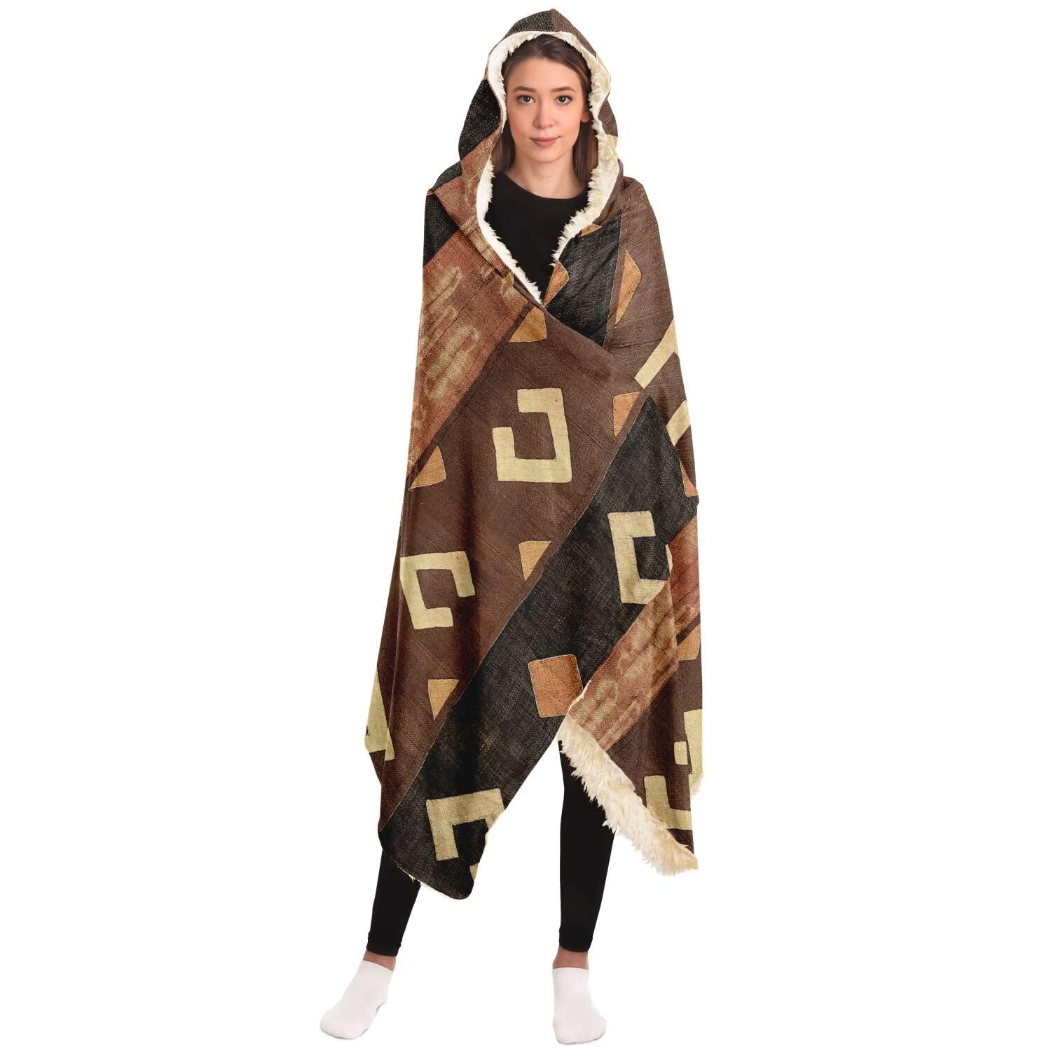 Kuba Cloth Inspired Hooded Blanket (The Congo)