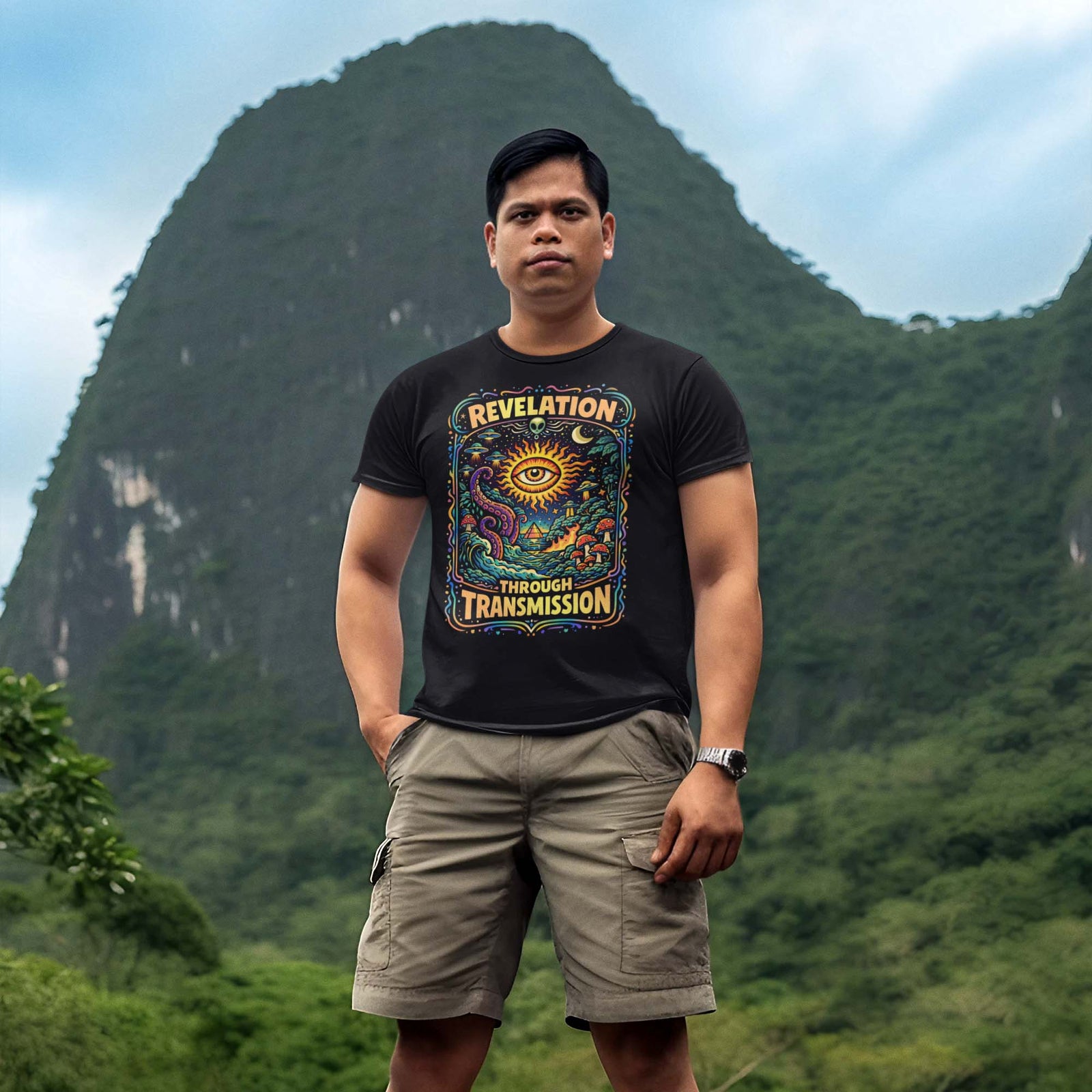 Revelation Through Transmission: Psychedelic Wisdom | Higher Consciousness Mind Expansion Graphic Art T-Shirt
