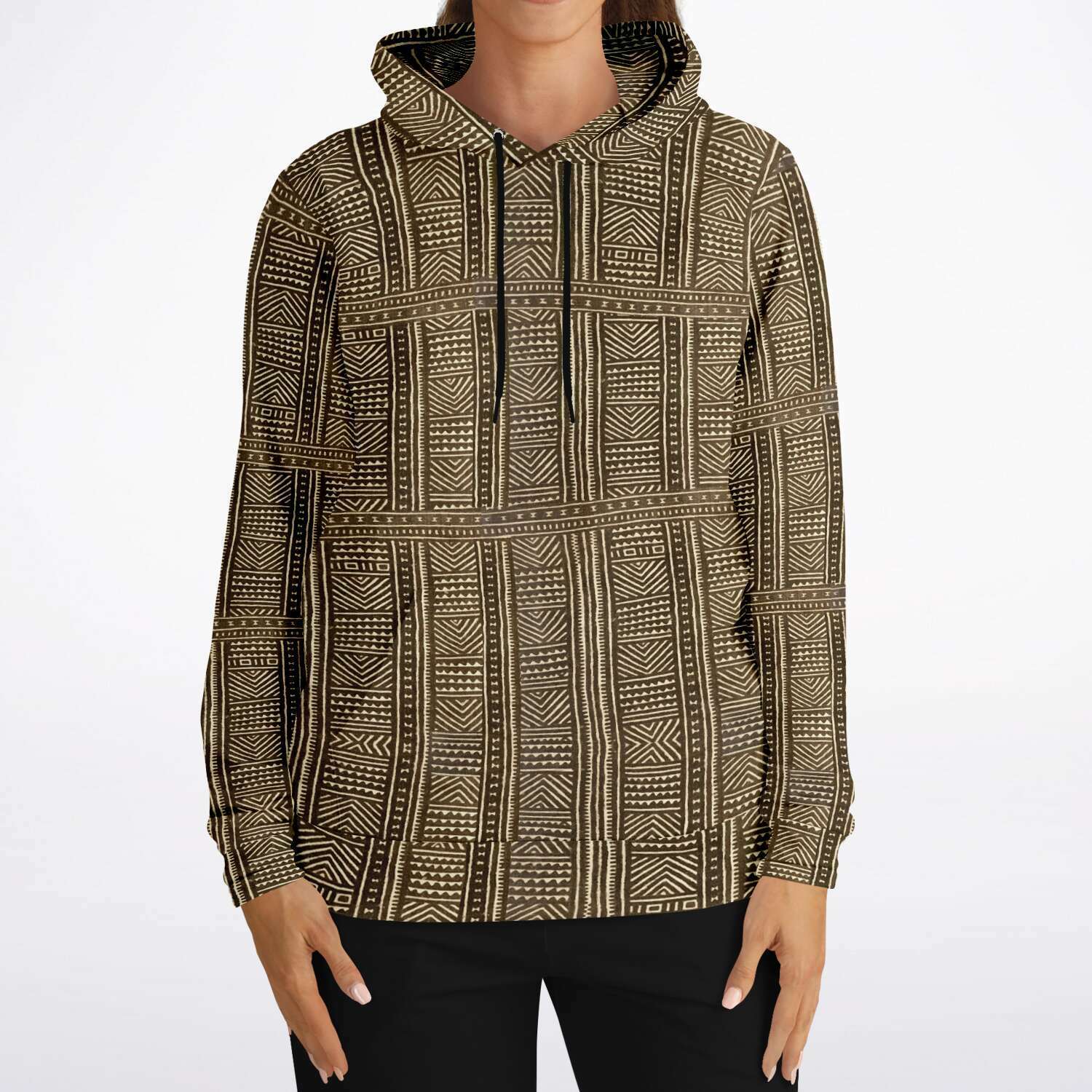 Mali Mudcloth Hoodie Unisex Traditional Tribal Design Bogolan Afrocentric Jacket Vintage Kuba Boho Hippie Gift Ethnic Pullover Hoodie