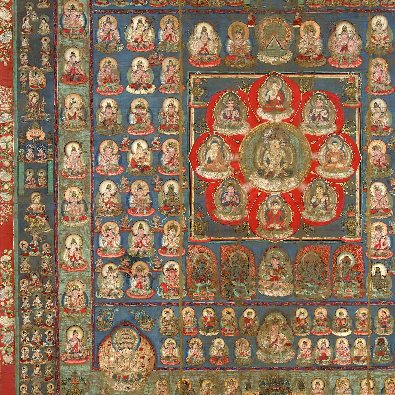 Mandala of the Two Worlds: Womb Mandala | Japanese Zen Buddhist Emptiness, Zazen, Vintage Dharma Graphic Art T-Shirt