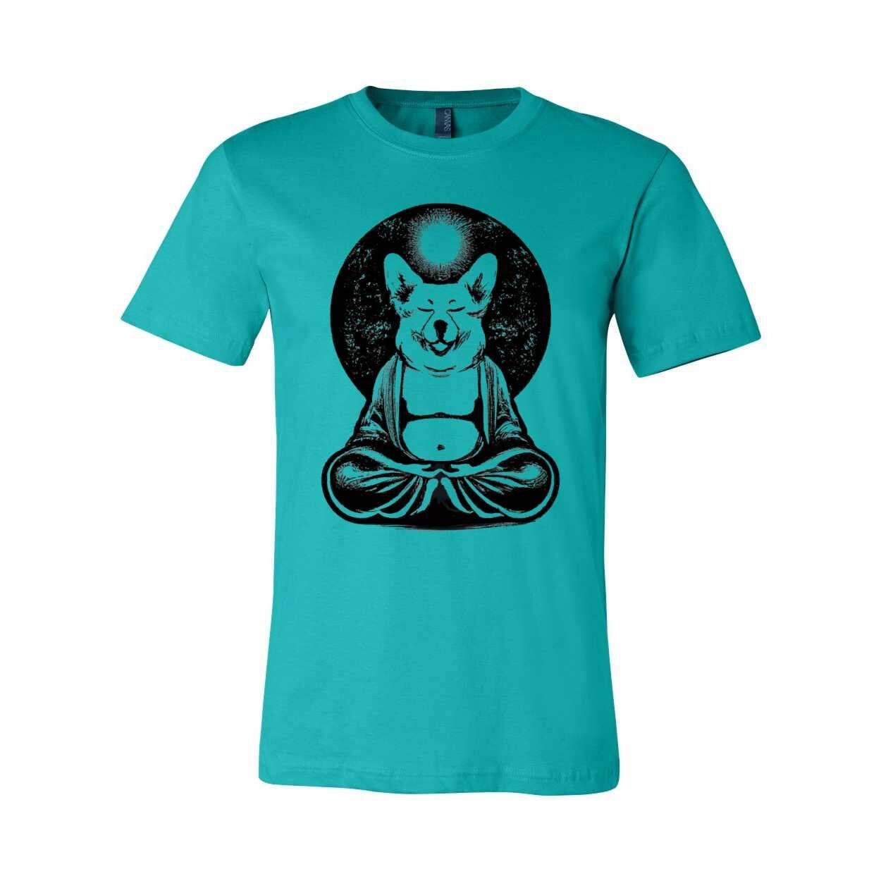 Meditating Zen Corgi at Peace with the Universe | Cute Kawaii Dog-Lover Yoga Pet Gift | Unisex Cotton T-Shirt