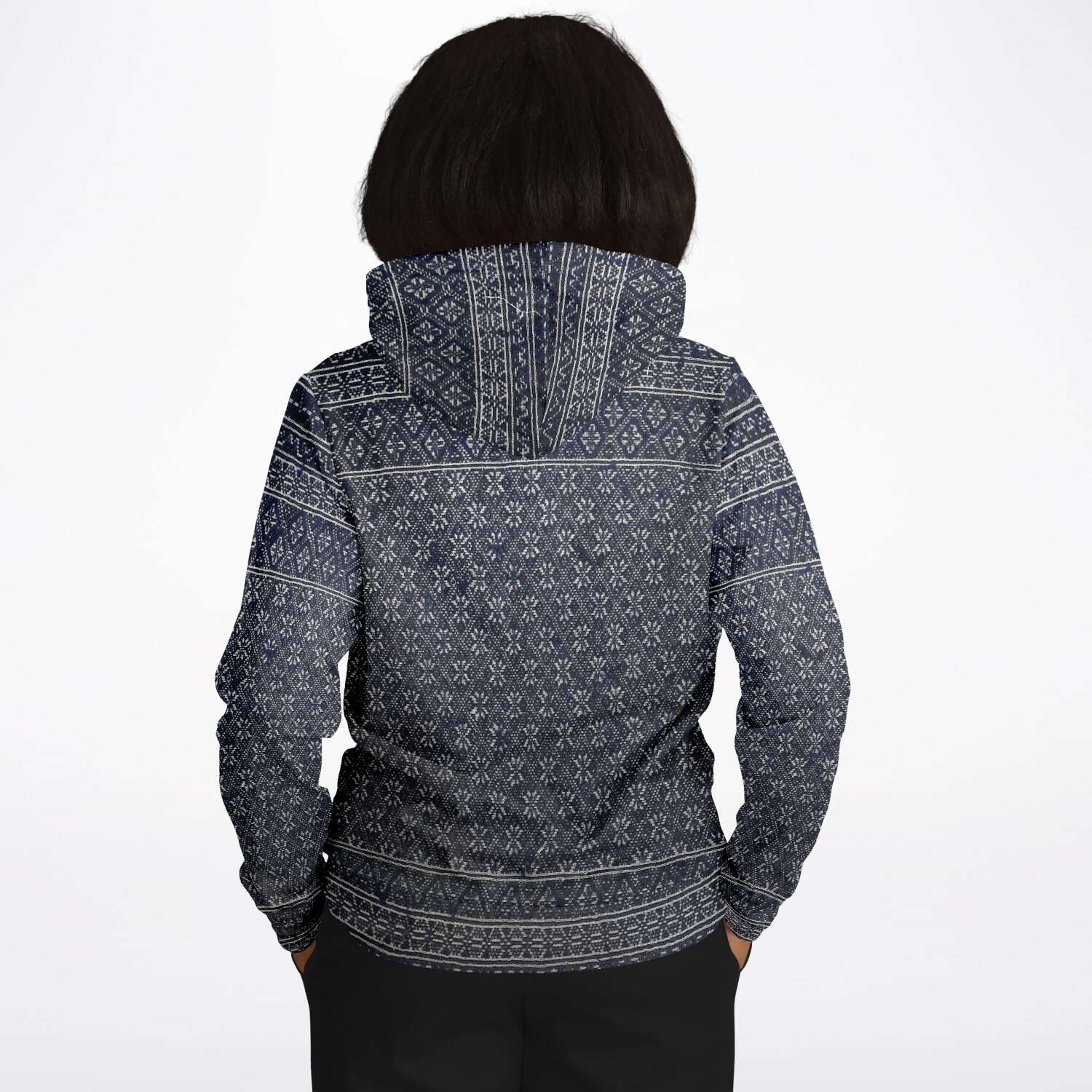 Miao Antique Traditional Textile Indigo Blue Dye Asian Batik Ikat Vintage Gift Boho, Kuba, Kilim, Ethnic Jacket Tribal Pullover Hoodie