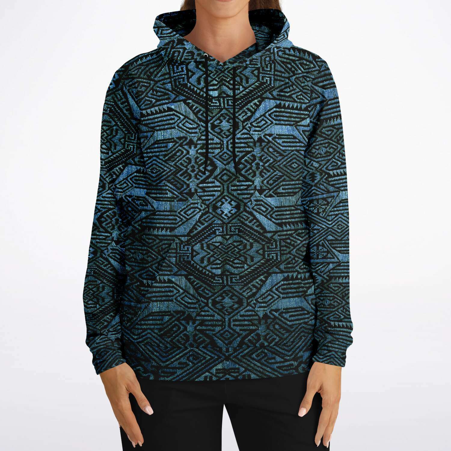 Modern Oceanic Ikat Pullover Hoodie, Inspired by Indonesian Textiles, Laos Culture, Hmong Sweaters, Thailand, and India