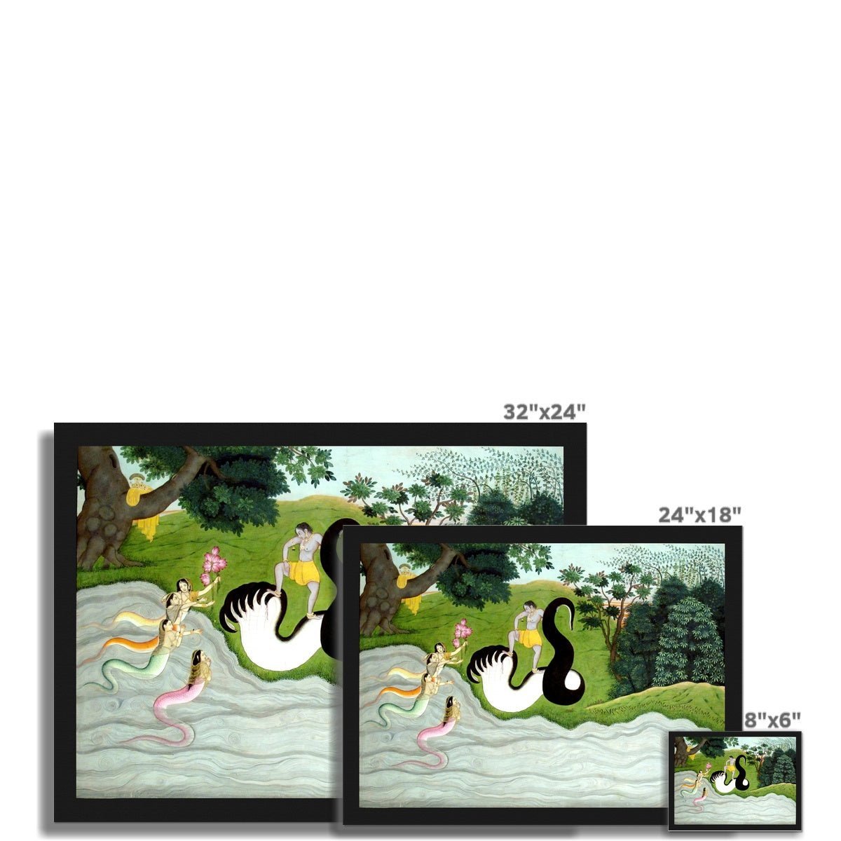 Nagas Mythology: Krishna Fights King of the Nagas, Kaliya | Hindu Mythology, Folklore Fine Art Print
