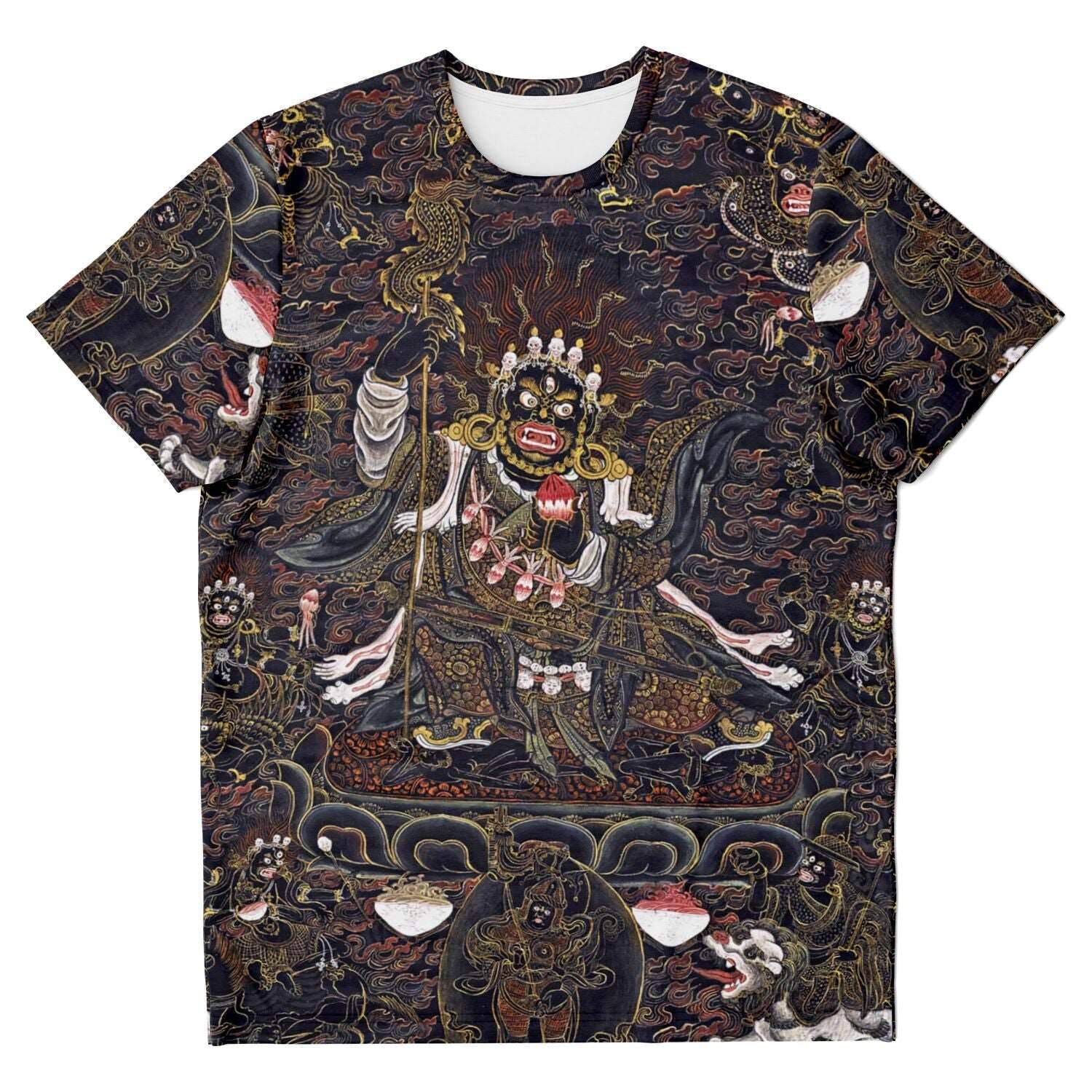 Nyingma Mahakala Tibetan Wrathful Deity | Buddhist Spiritual Protector Dharma Warrior Art | Vintage All-Over-Print T-Shirt
