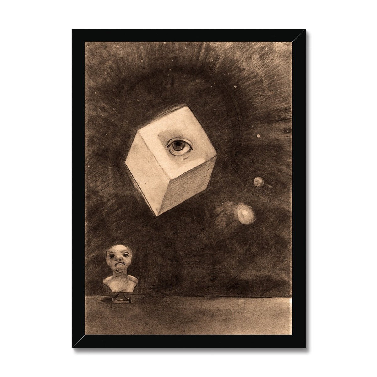 Odilon Redon, The Cube | Surreal Symbolist Lithograph | Visionary Geometric Surrealist Mystical Abstract Vintage Framed Art Print