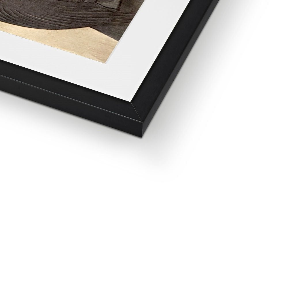 Onigawara Gargoyle and Sparrows (Totoya Hokkei) | Japanese Ukiyo-e | Funny Cute Kawaii Oni Yokai | Vintage Framed & Mounted Print