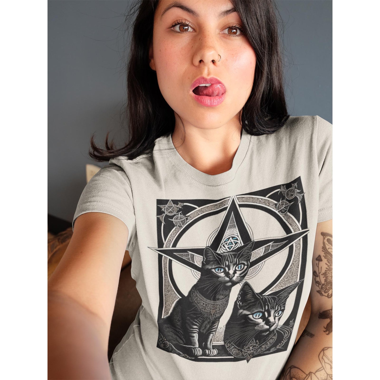 Pagan & Wiccan Kittens | Magical Druid Cats | Nature Spirituality, Earth and Sky | Pet Lover Wisdom Healing Graphic Art T-Shirt