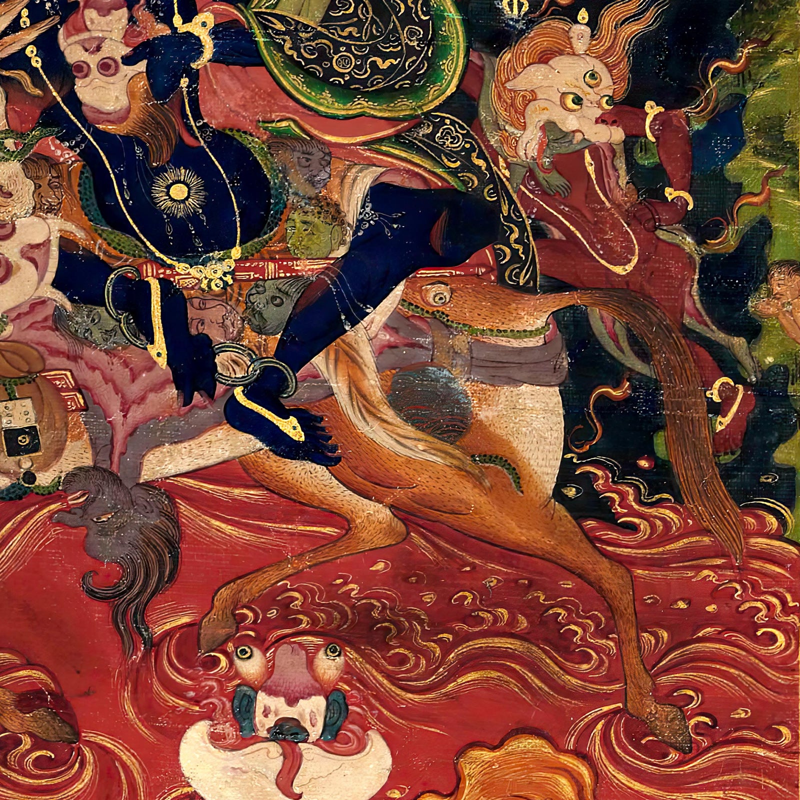 Palden Lhamo Diva Yogini Wrathful Female Goddess | Shri Devi Vintage Tibetan Thangka Buddhism Graphic Art T-Shirt