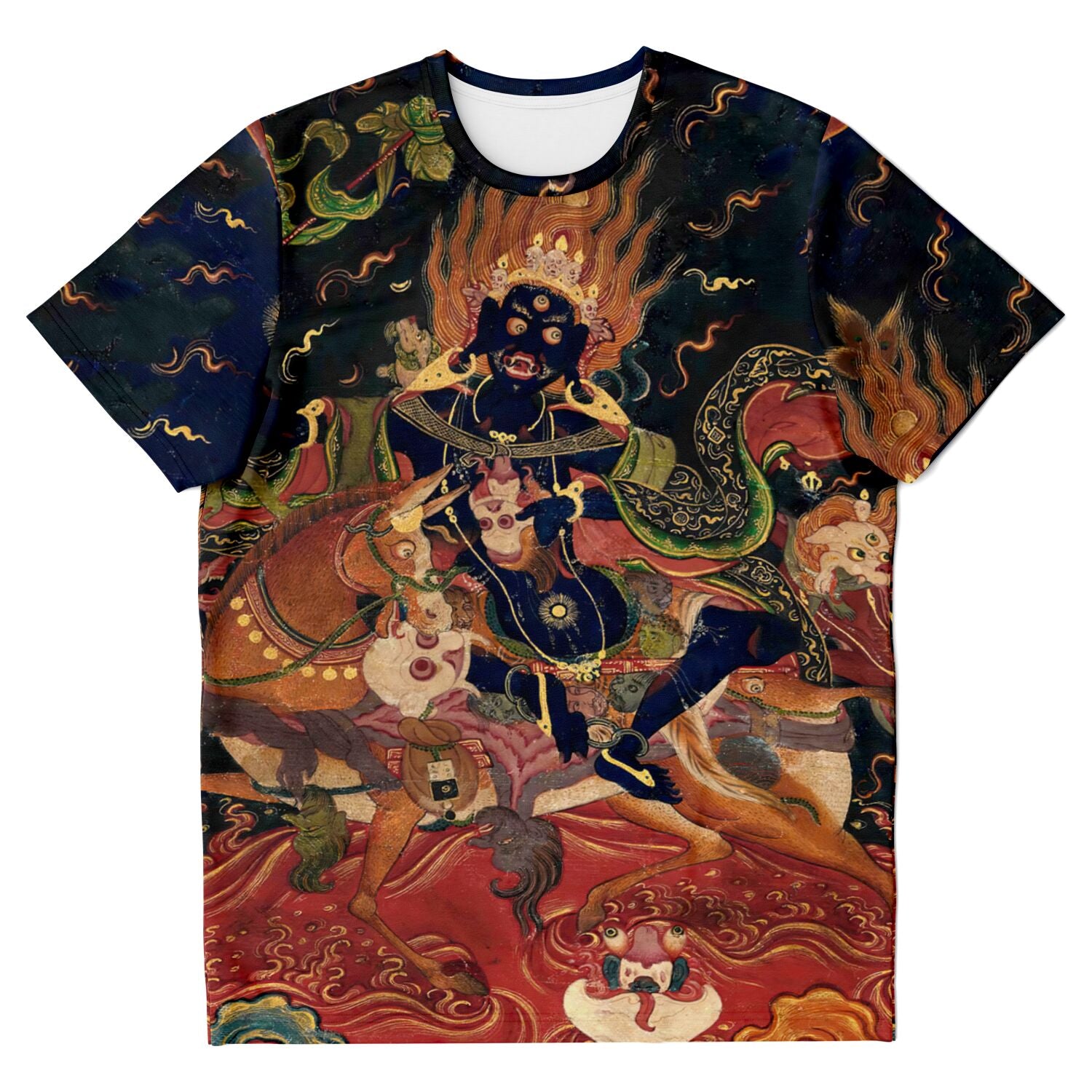 Palden Lhamo Diva Yogini Wrathful Female Goddess | Shri Devi Vintage Tibetan Thangka Buddhism Graphic Art T-Shirt
