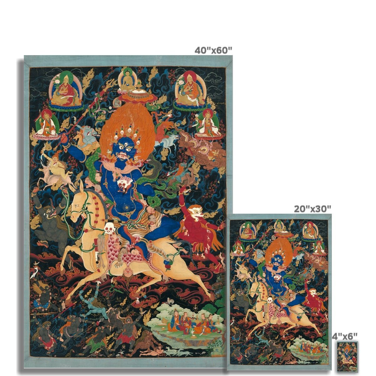 Palden Lhamo ("Glorious Goddess") Giclée Tibetan Buddhist Nepal Deity Feminist Thangka Vajrayana Vintage Fine Art Print