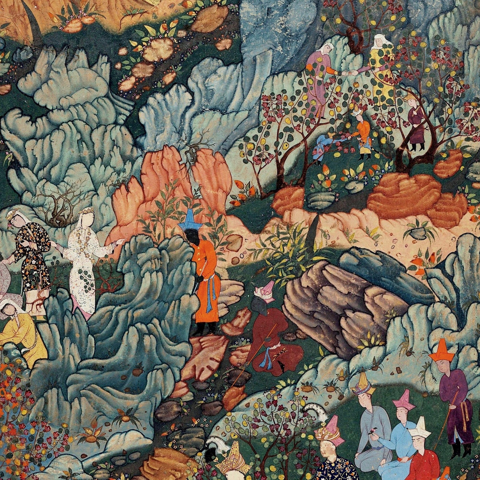 Persian Art Garden Oasis | Exotic Flora Fantasy Landscape | Islamic Miniature Mughal Dynasty All-Over-Print T-Shirt