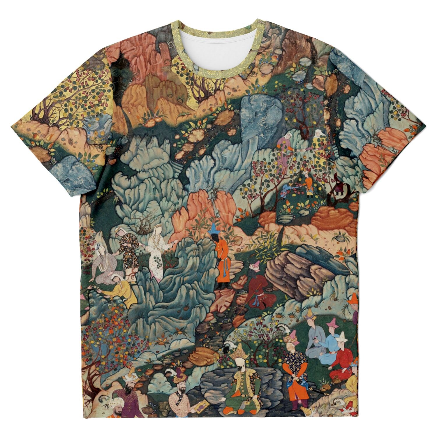 Persian Art Garden Oasis | Exotic Flora Fantasy Landscape | Islamic Miniature Mughal Dynasty All-Over-Print T-Shirt