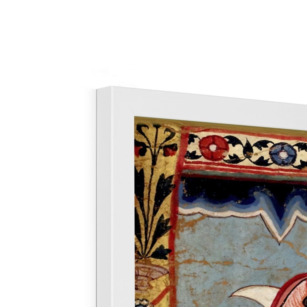 Pir Gazi and his Tiger, Indian Art, Islamic Art, Muslim Art, Antique Sufi Rumi Mystic Cat Feline Framed Art Print