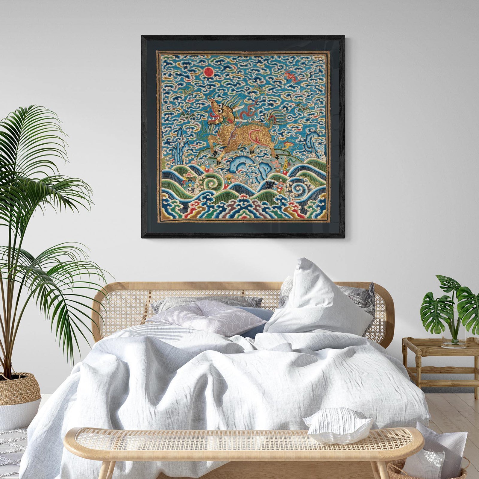 Qing Dynasty Silk Embroidery Design | Framed Print