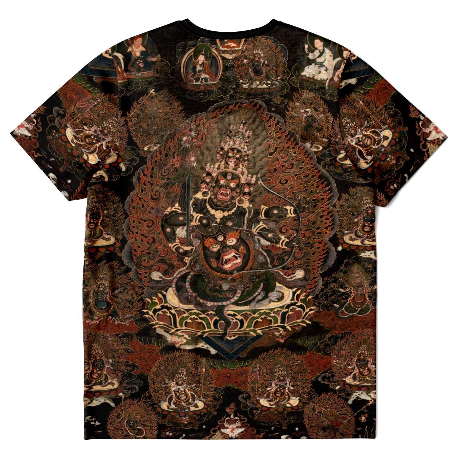 Rahula: Three Treasure Protector of Tibetan Buddhism Thangka Antique Wrathful Deity Vintage Folk Art T-Shirt Tee