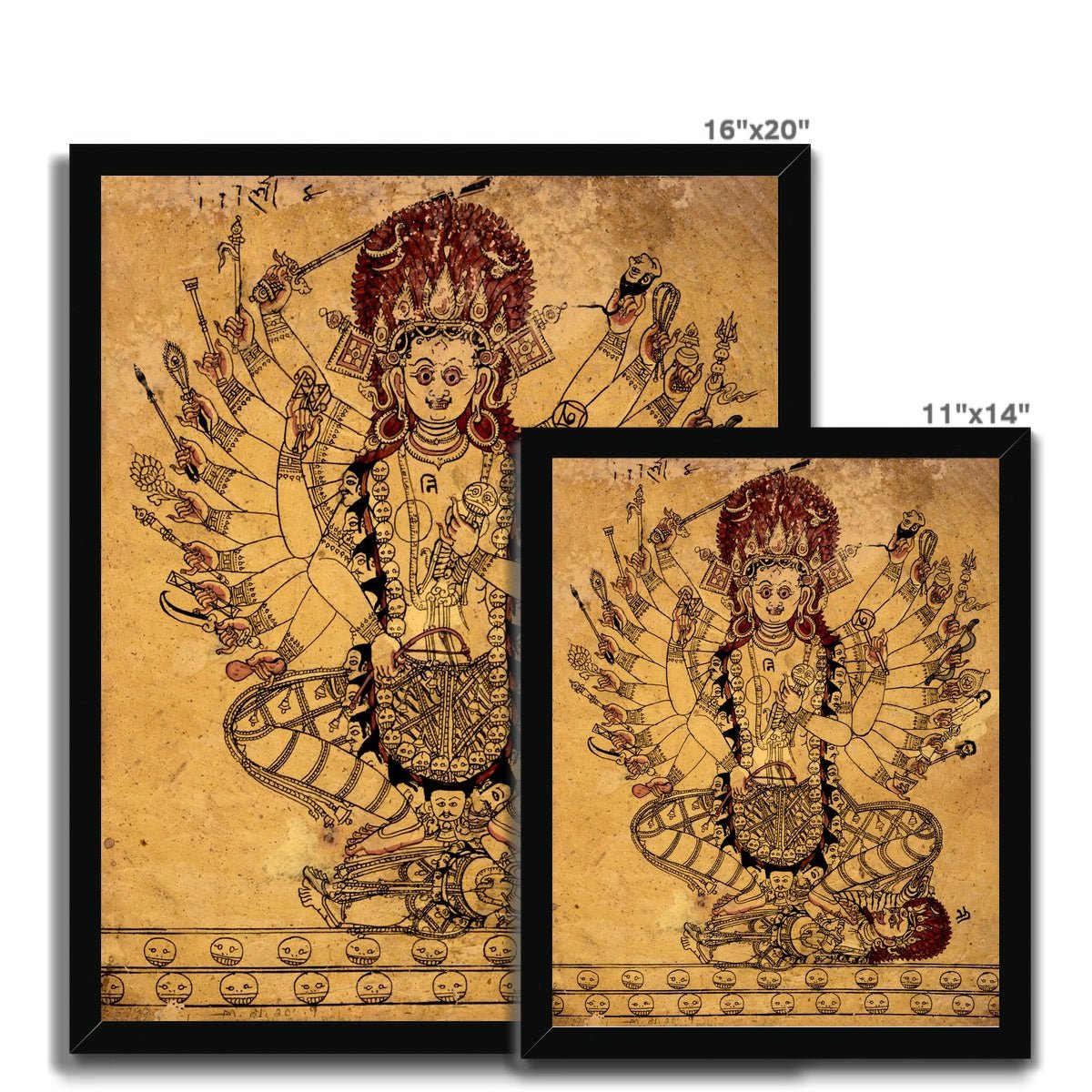 Rare Tantric Form of the Hindu Goddess Kali Vedic Antique Shiva Vishnu Rama Krishna Framed Art Print